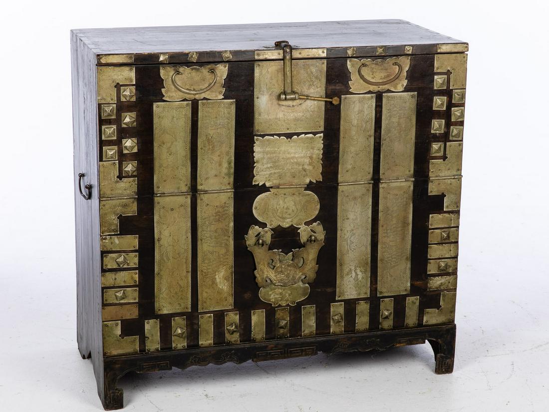Korean Metal Mounted Wood Chest (1 of 13)