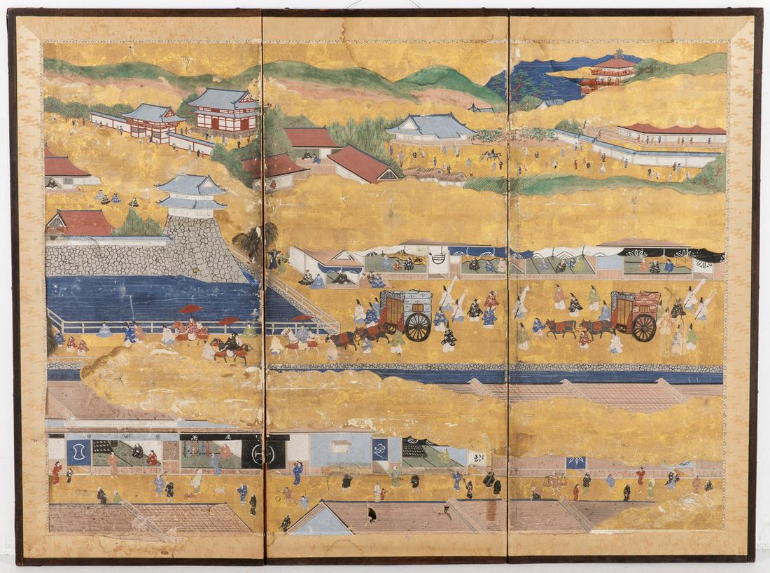 3 Panel Japanese Screen, Festival Scene in Kyoto (1 of 18)