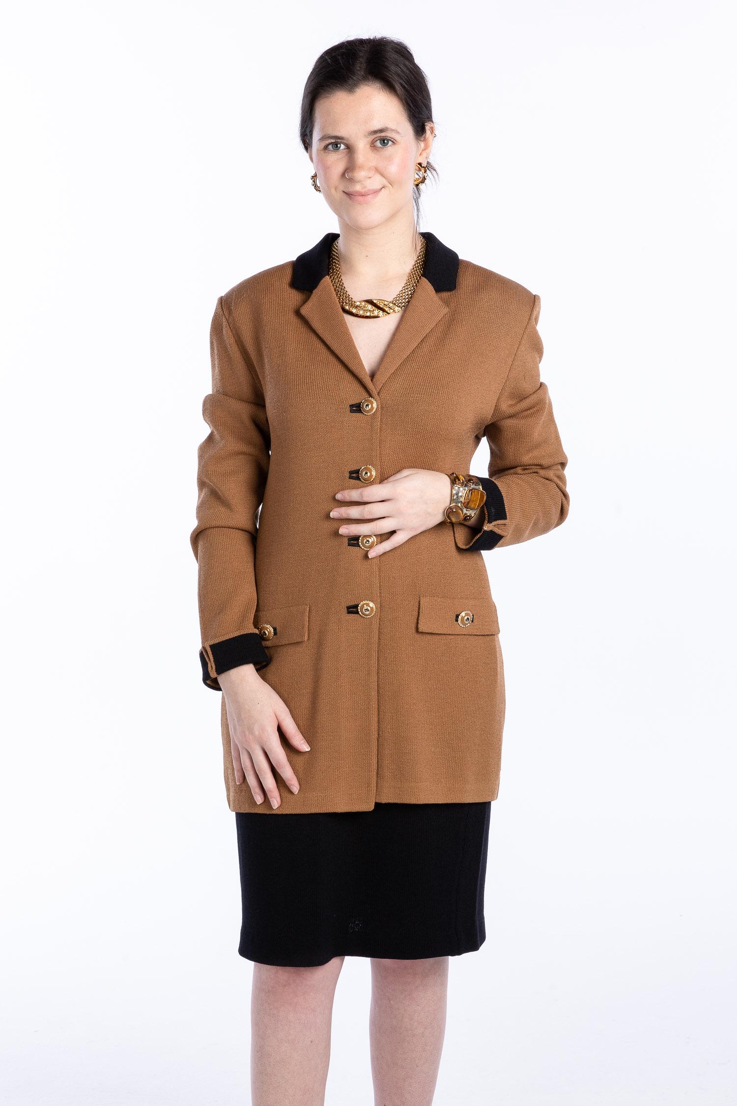 St. John Knit Caramel & Black Riding Jacket w/ Skirt (1 of 13)