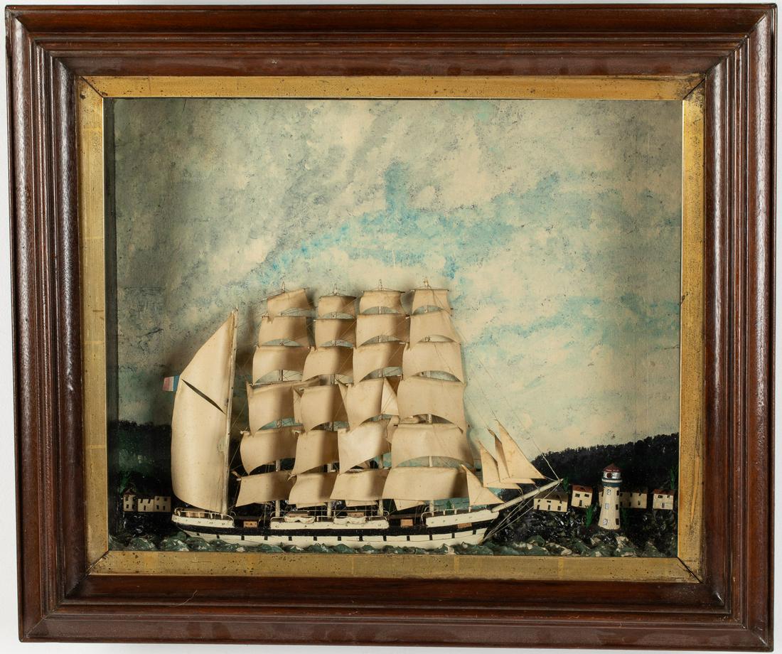 Framed  Ship Diorama, 19th C (1 of 14)