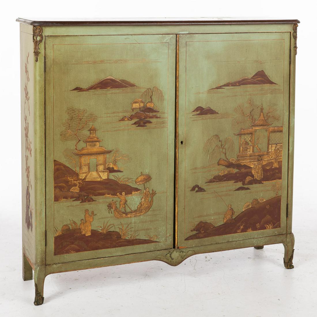 Louis XV Style Green Painted Side Cabinet (1 of 8)
