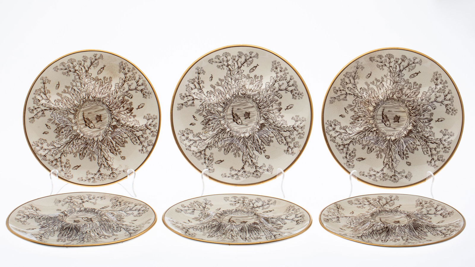 Set of 6 Transferware Oyster Plates (1 of 5)