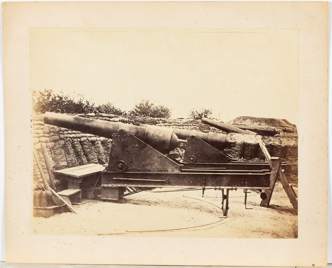 Wood & Gibson, Battery No. 1, Albumen Photo: Description: Wood & Gibson, Battery No. 1, Before Yorktown, Virginia, Photographed 1862, Civil War Albumen Photo, with pen inscription 'Battery of Parrott Guns' and pencil notation 'the image is