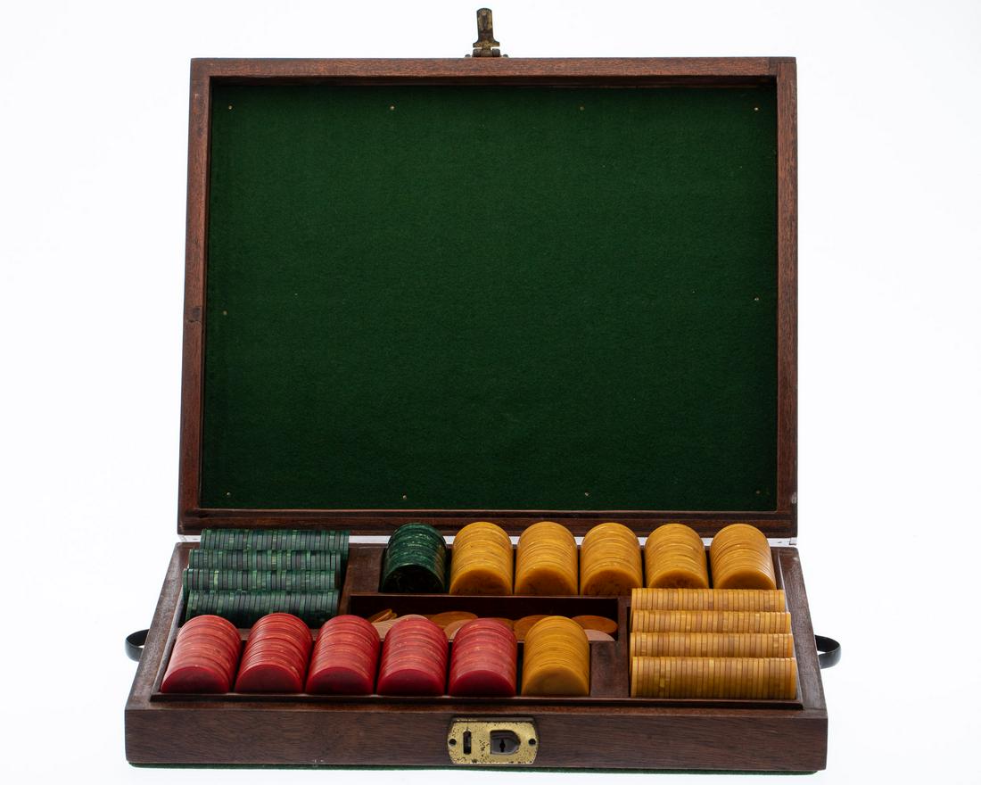 Navy Pilot Poker Set in Wood Case, c. 1910 (1 of 7)