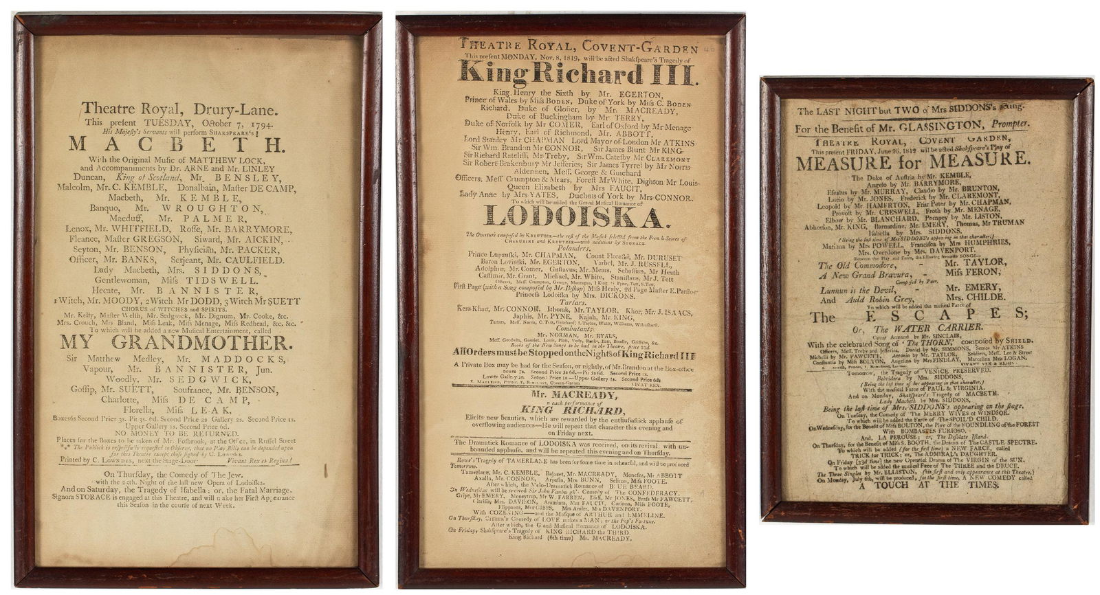 3 18th/19th Century Shakespeare Playbills (1 of 13)