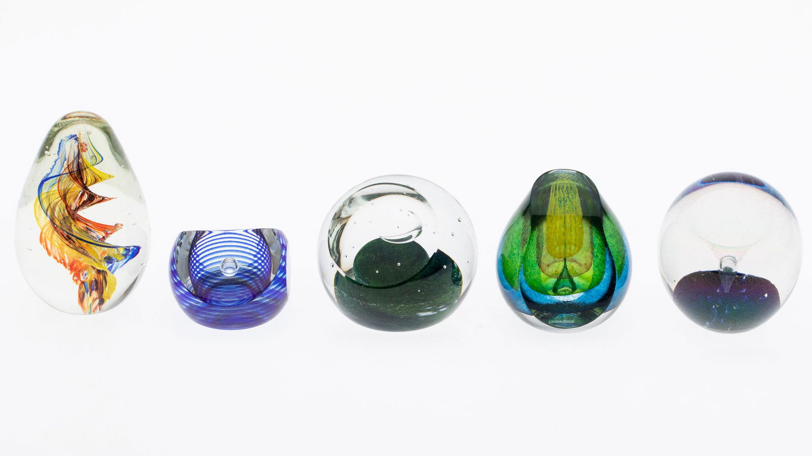 Group of 5 Clear and Colored Glass Paperweights (1 of 15)