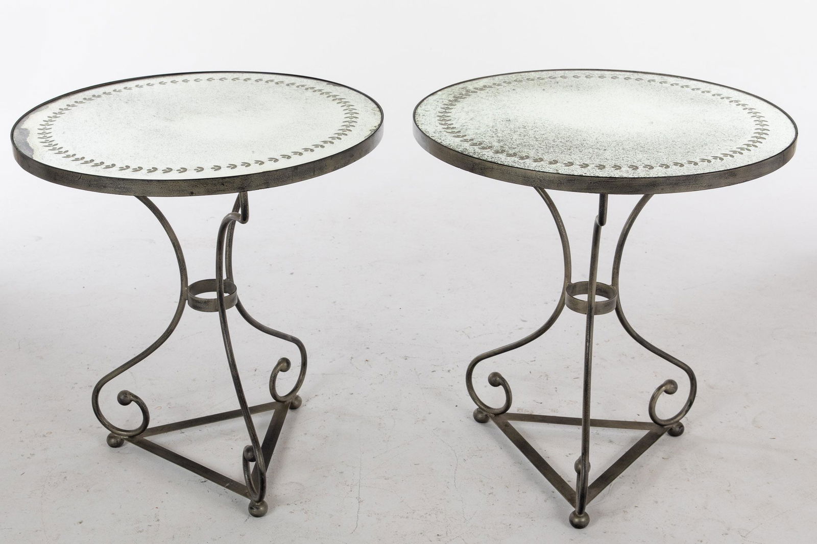 Pair of Wrought Iron and Mirrored Side Tables (1 of 6)