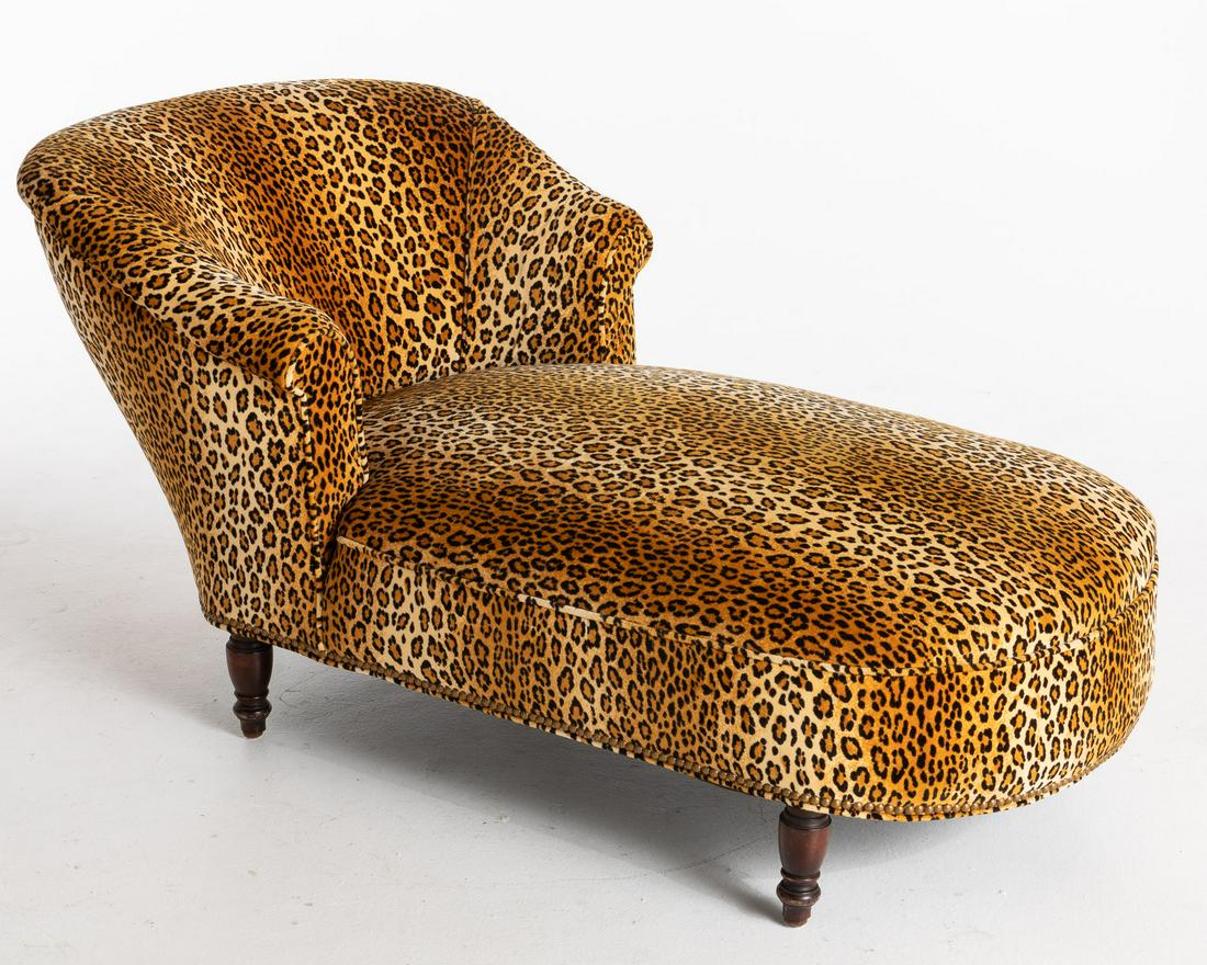 Victorian Faux Leopard Upholstered Chaise Longue (1 of 8)