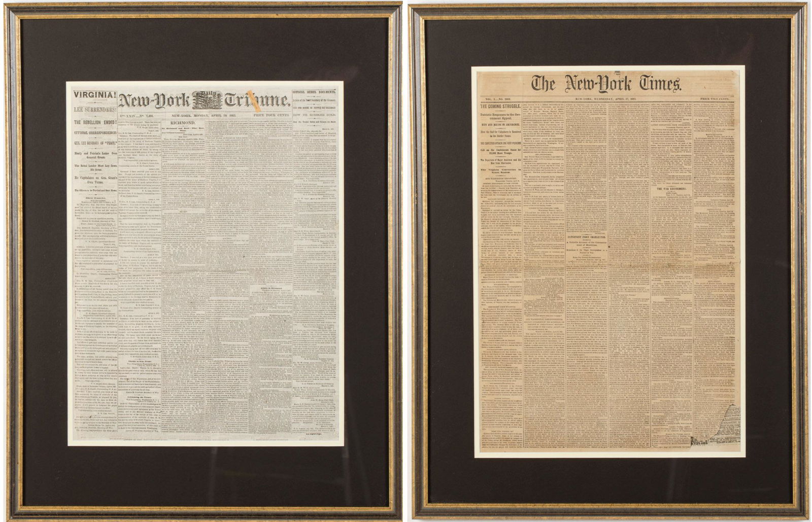New York Tribune, April 1865 & New York Times, 1861 (1 of 19)