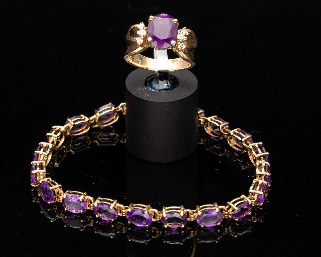 14K Gold and Amethyst Ring and Bracelet (1 of 9)