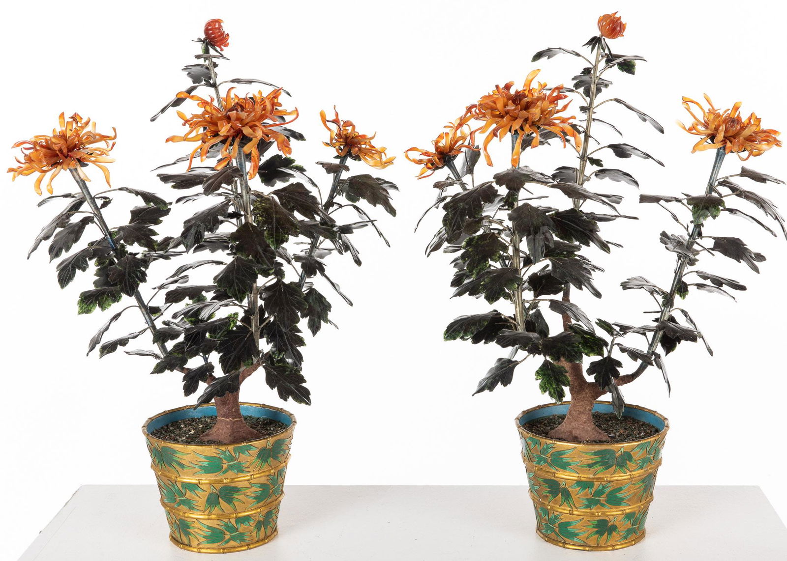 Pair of Chinese Jade Floral Arrangements, Modern (1 of 14)