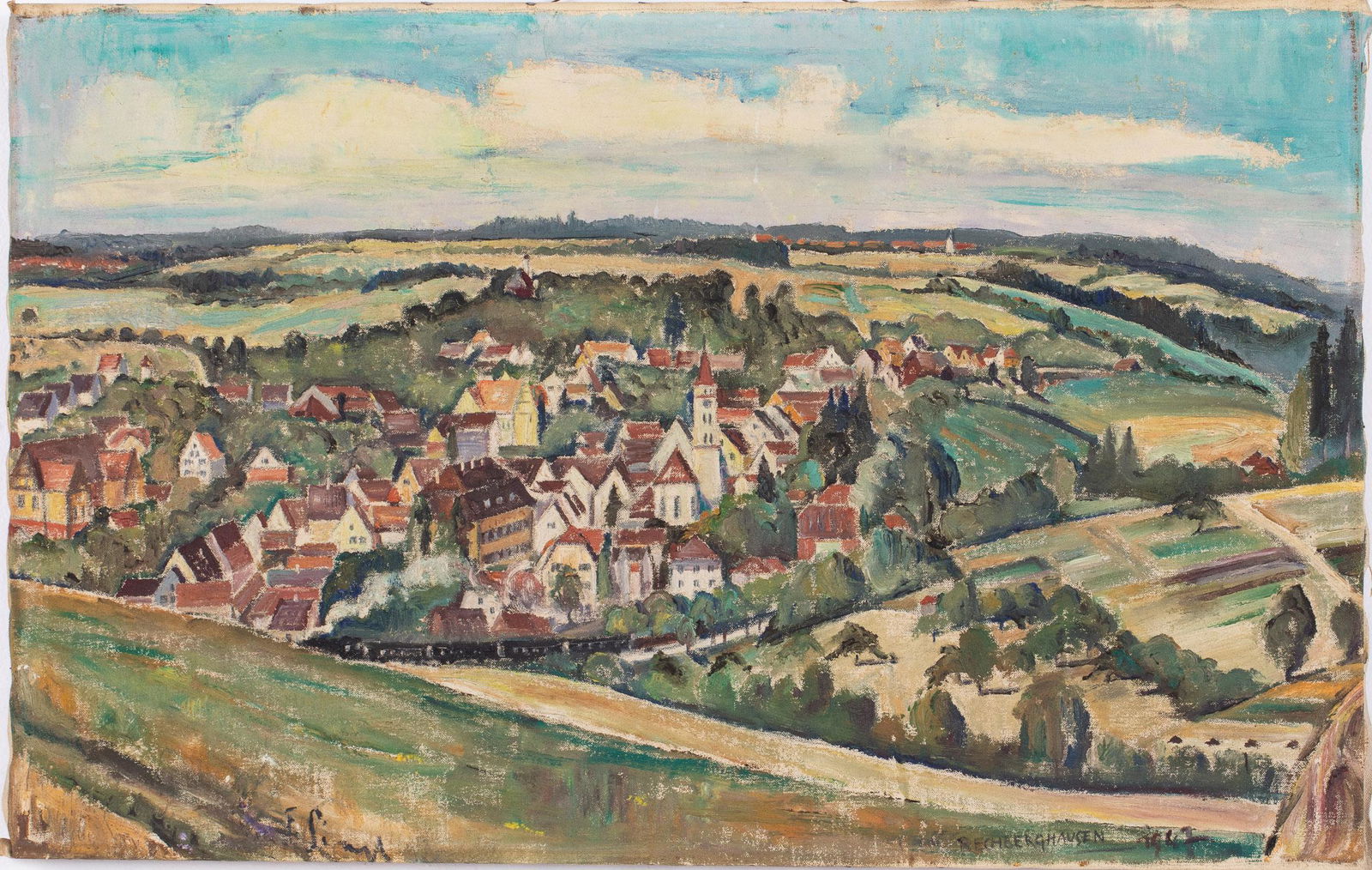 Illegibly Signed, Rechberghausen, O/C, 1947 (1 of 14)