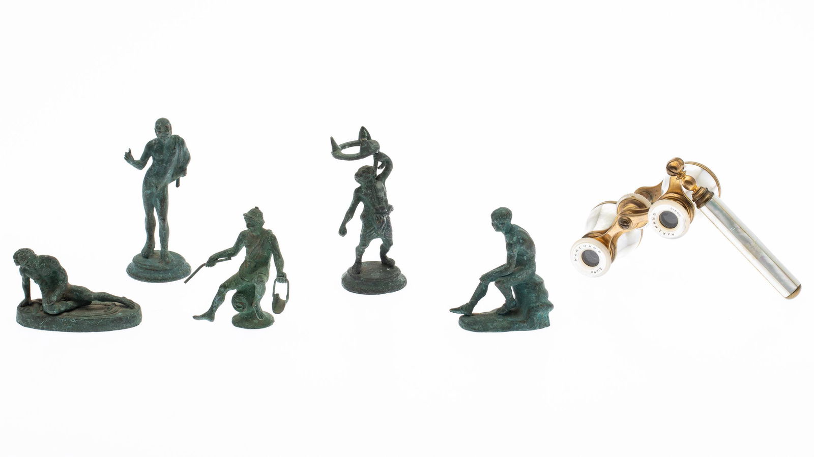 5 Small Grand Tour bronzes and Pair of Opera Glasses (1 of 11)