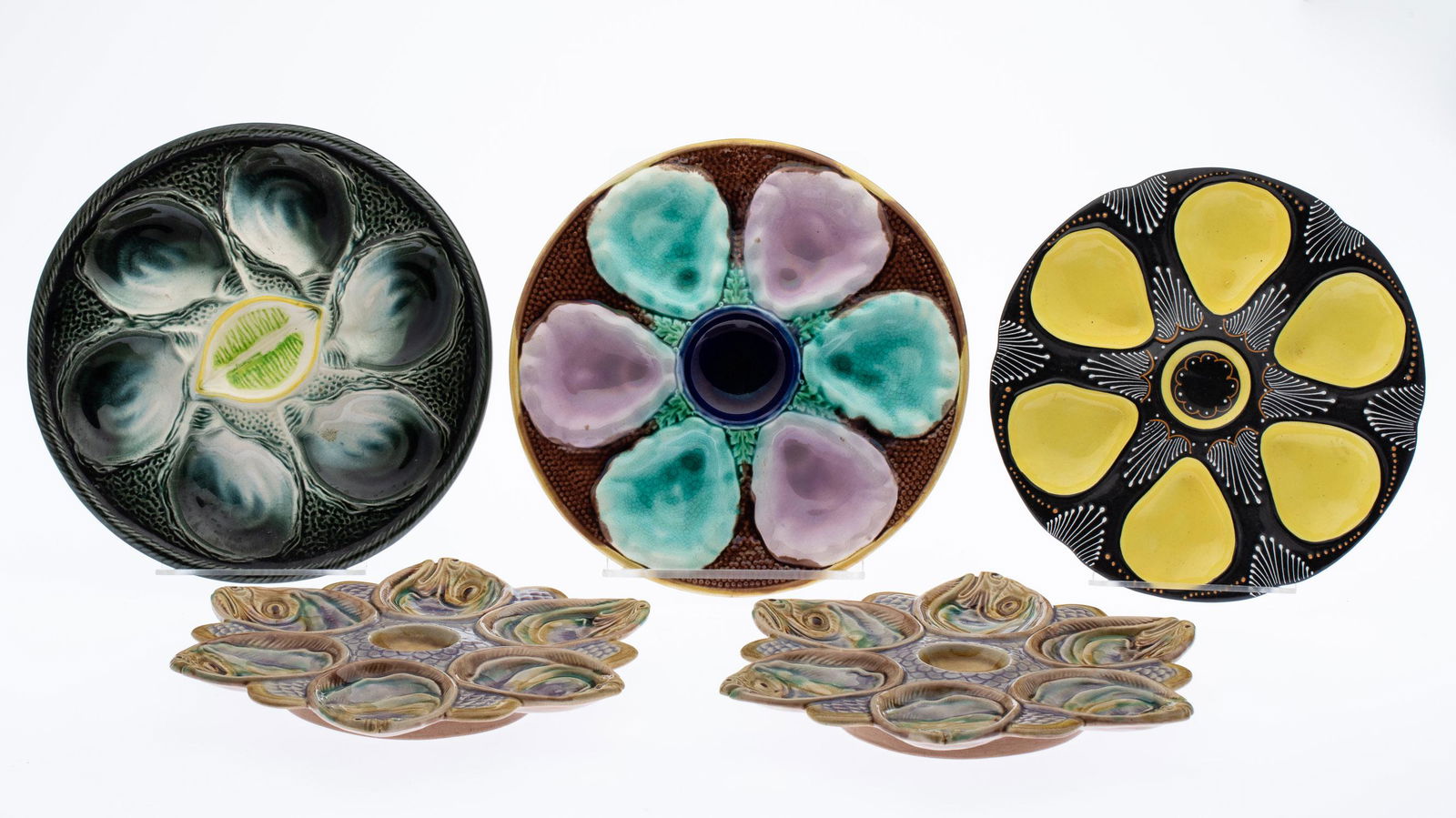 5 Various Oyster Plates Including Quimper (1 of 8)