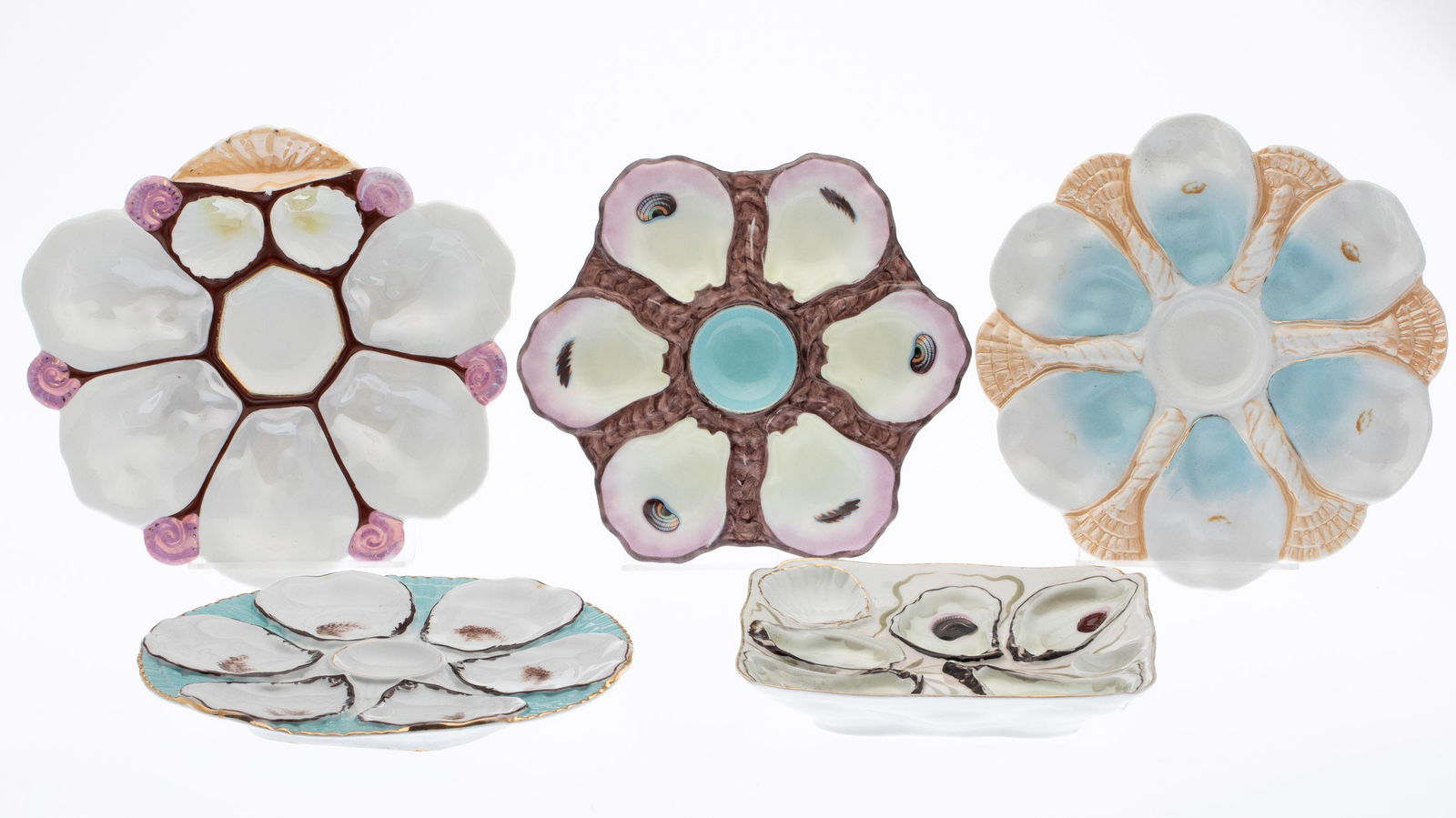 5 Various Oyster Plates, 19th C and Later (1 of 15)