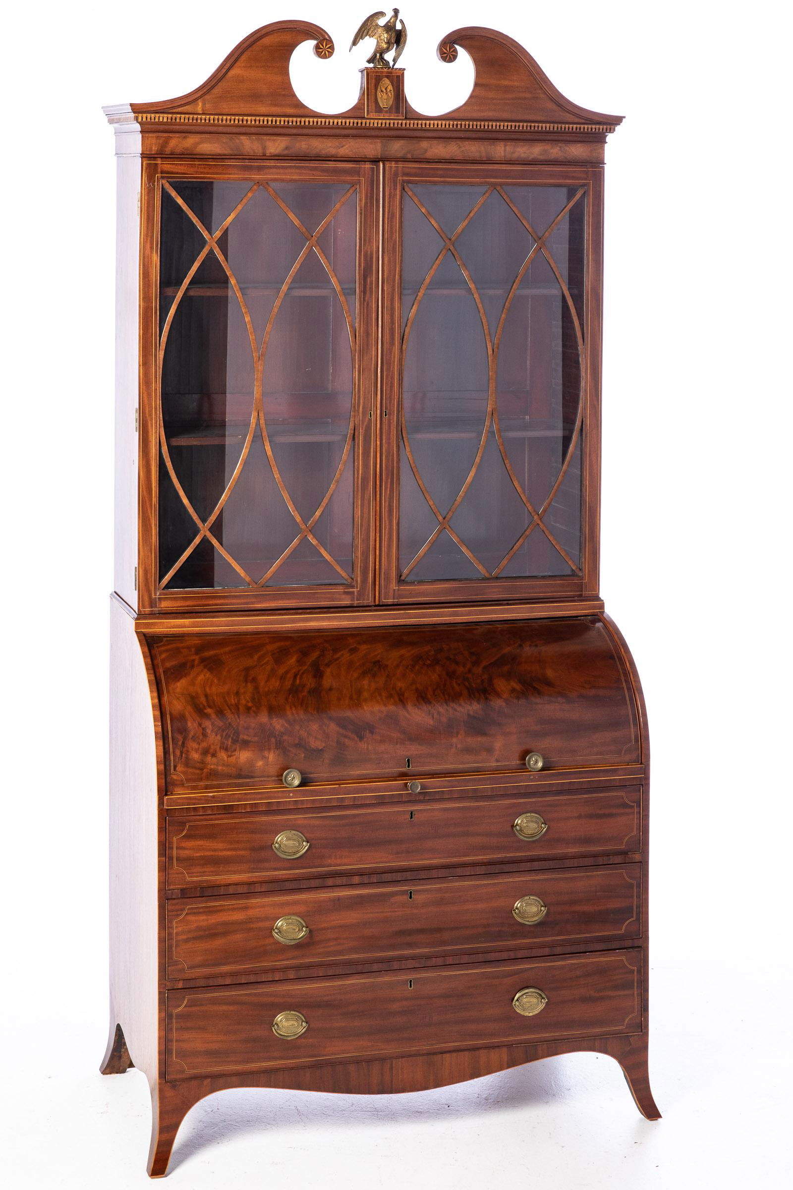 Federal Mahogany Cylinder Front Secretary Bookcase (1 of 17)