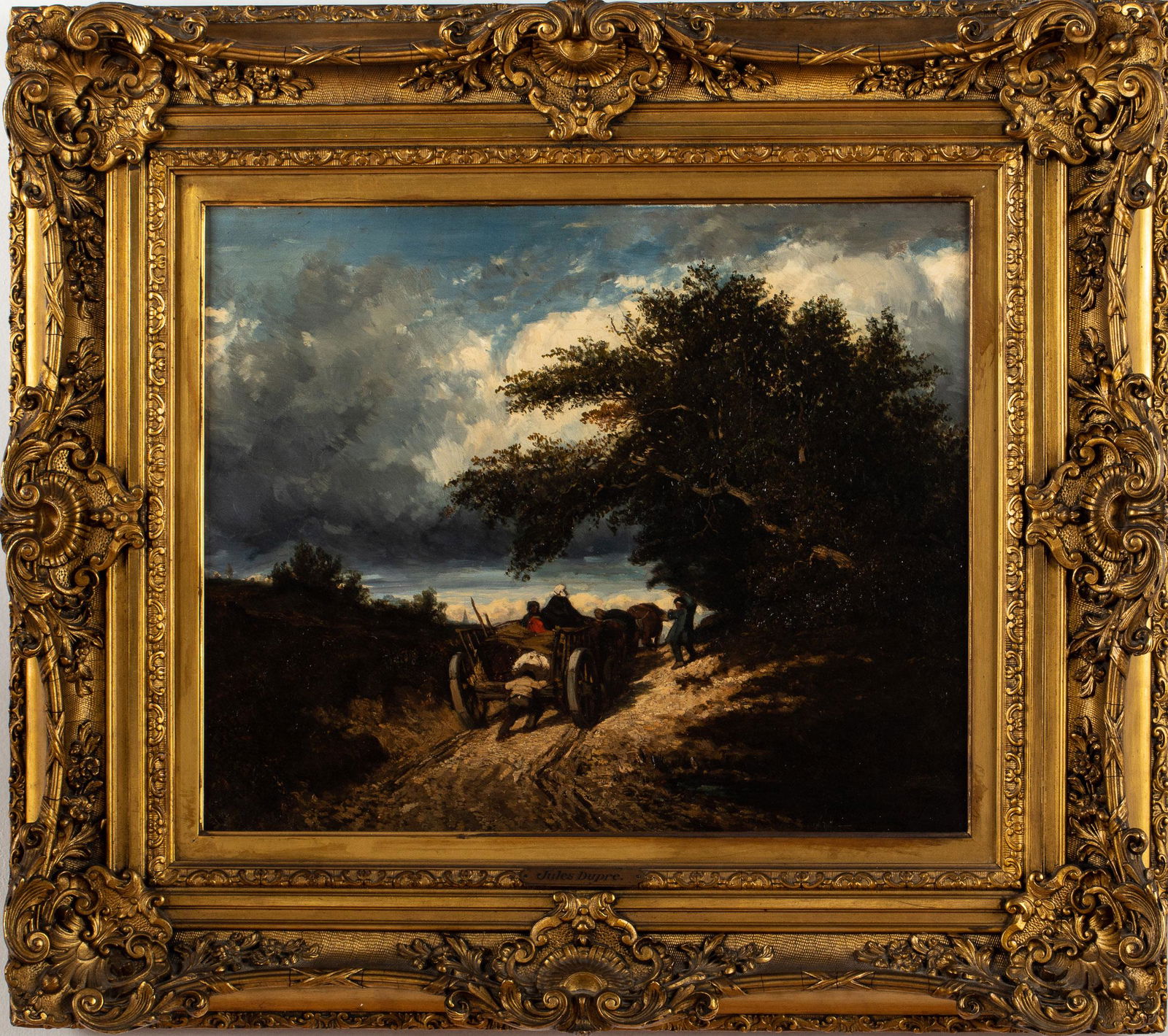 After Jules Dupre (1811-1889), On the Road, O/C: Property from a Private Collection, Savannah, GA Description: After Jules Dupre (French, 1811-1889), On the Road, Oil on Canvas, signed lower right, depicting a cart with figures on a dirt road, i