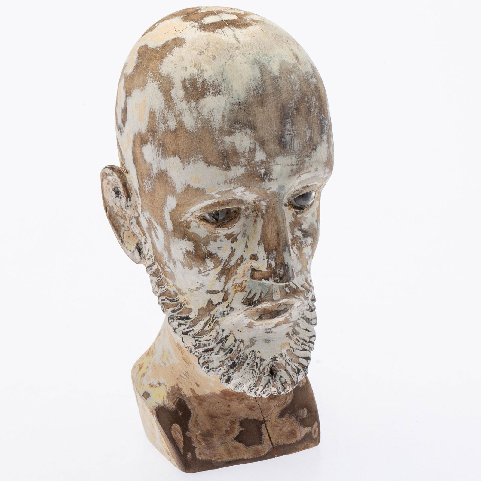 Carved Wood Head of Man with Beard (1 of 7)