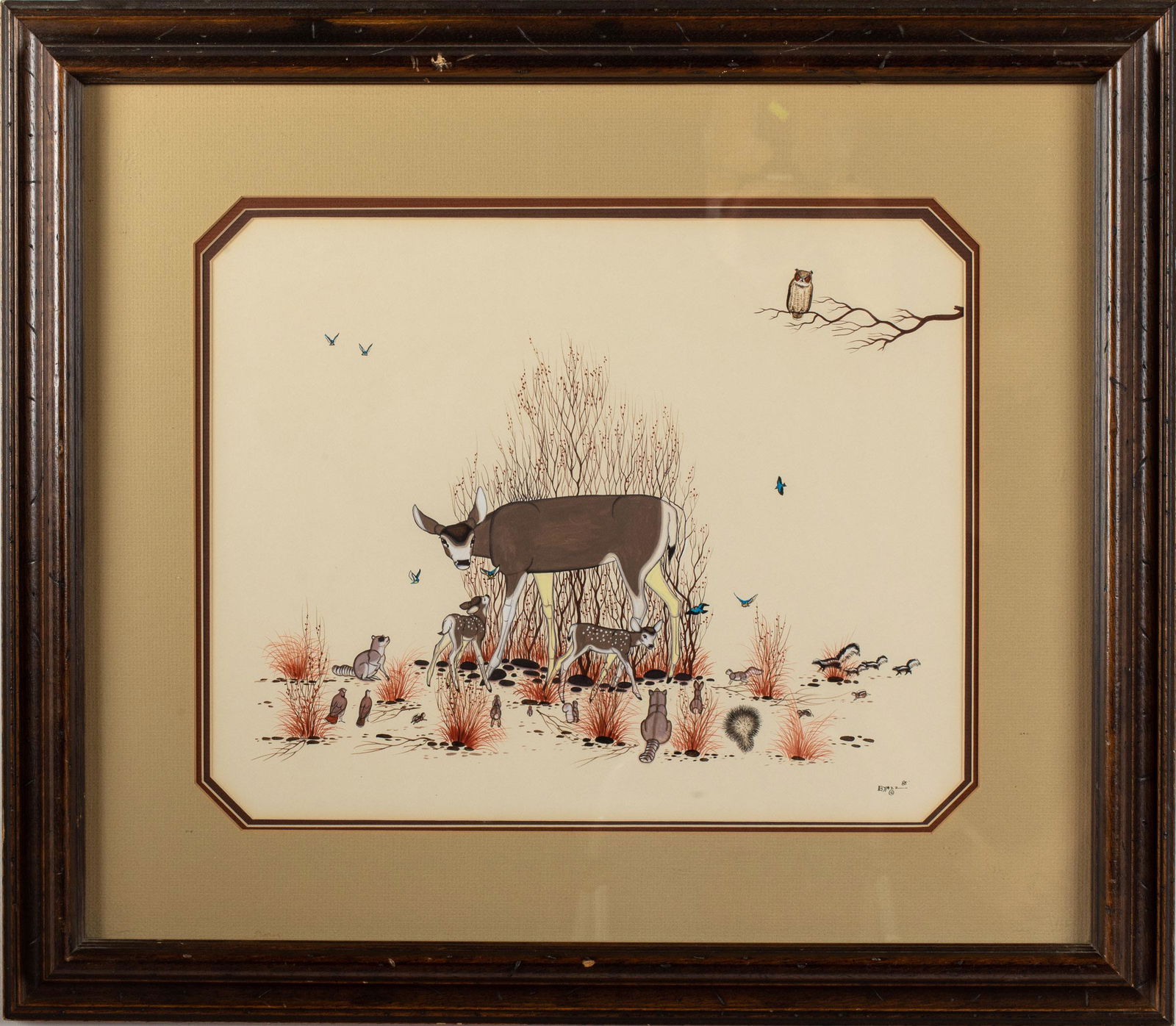 Beatien Yazz (1928-2012), Deer with Animals, Tempera (1 of 12)