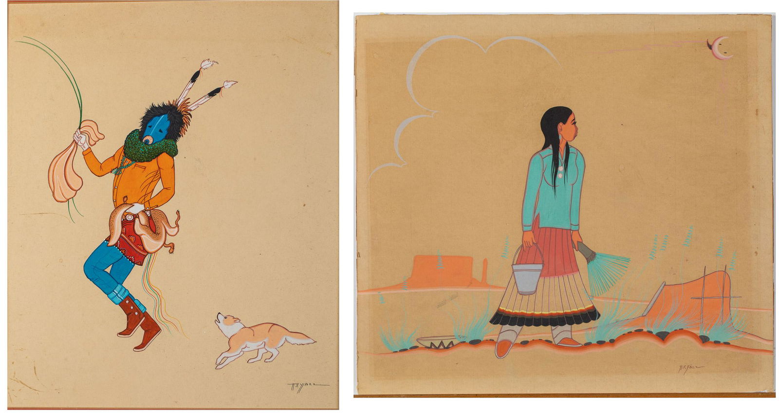 Beatien Yazz (AZ, 1928-2012),  Two Works, Tempera (1 of 17)