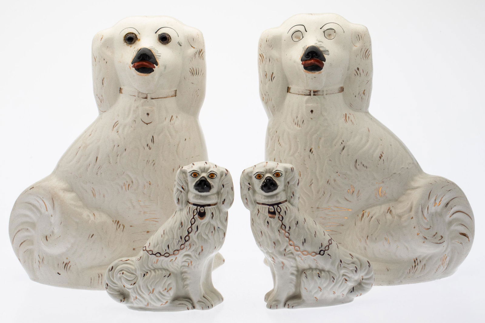 Two Pairs of Staffordshire Spaniels, 19th C & Later (1 of 12)