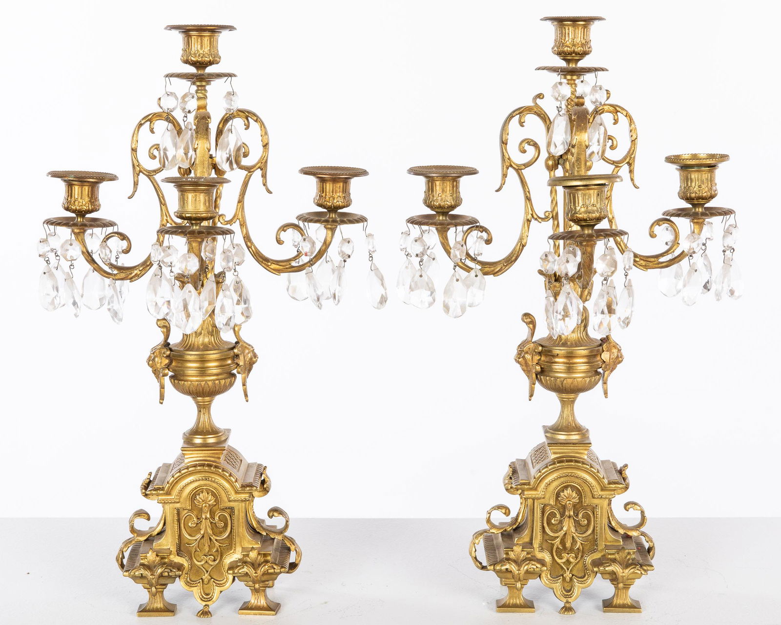 Pair French Gilt Metal Four Light Candelabra, 19th C (1 of 15)
