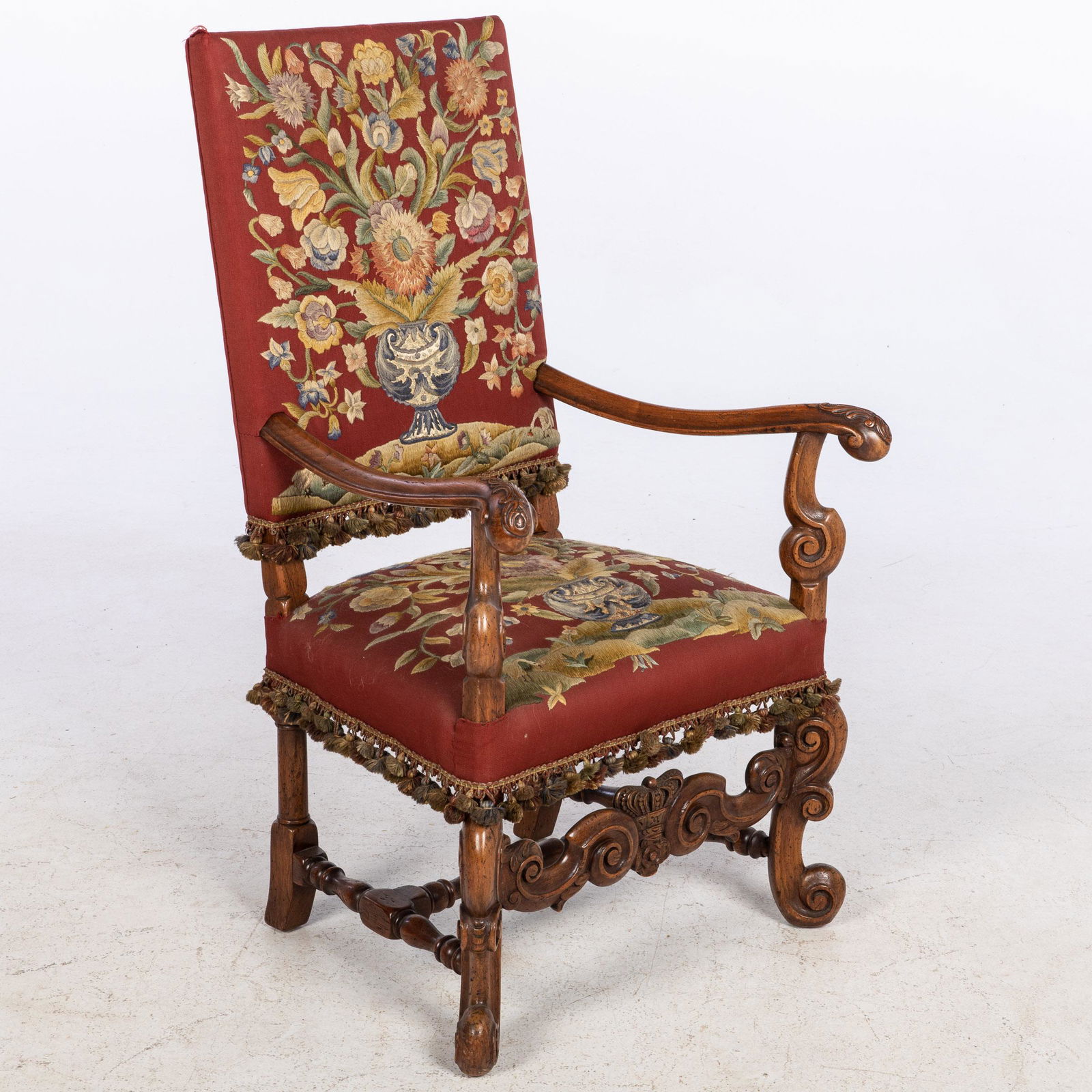 Jacobean Style Crewelwork Upholstered Open Armchair (1 of 16)
