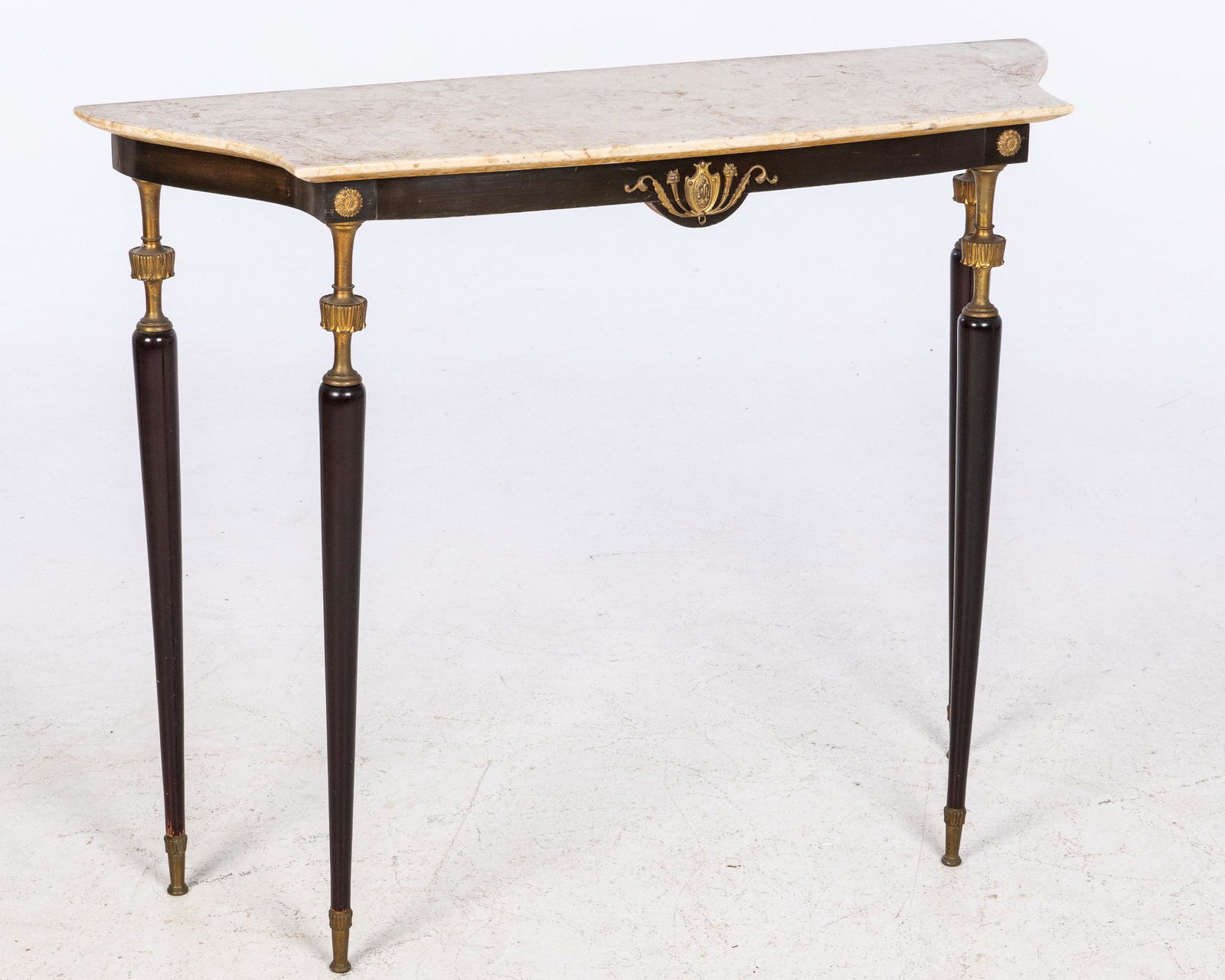 Hollywood Regency Ebonized Marble Top Console Table (1 of 8)