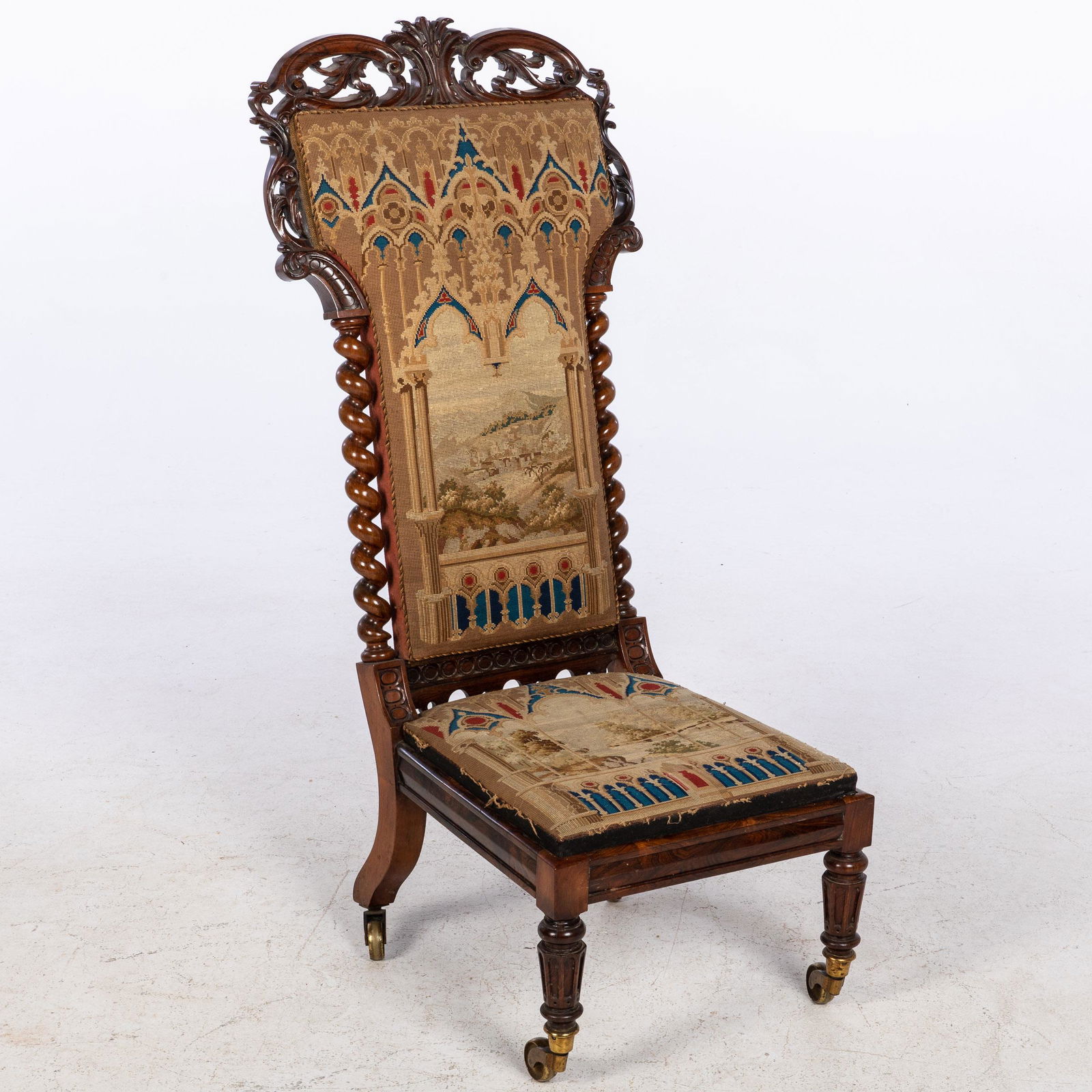 Renaissance Revival Needlepoint Slipper Chair, 19 C (1 of 13)