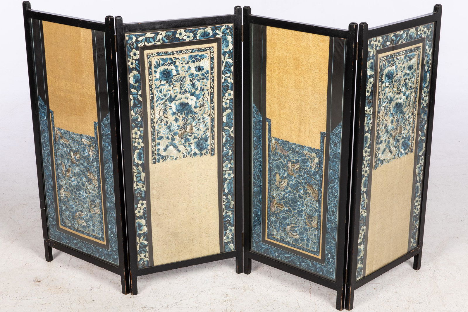Chinese Needlework Now Mounted as a 4-Panel Screen (1 of 10)