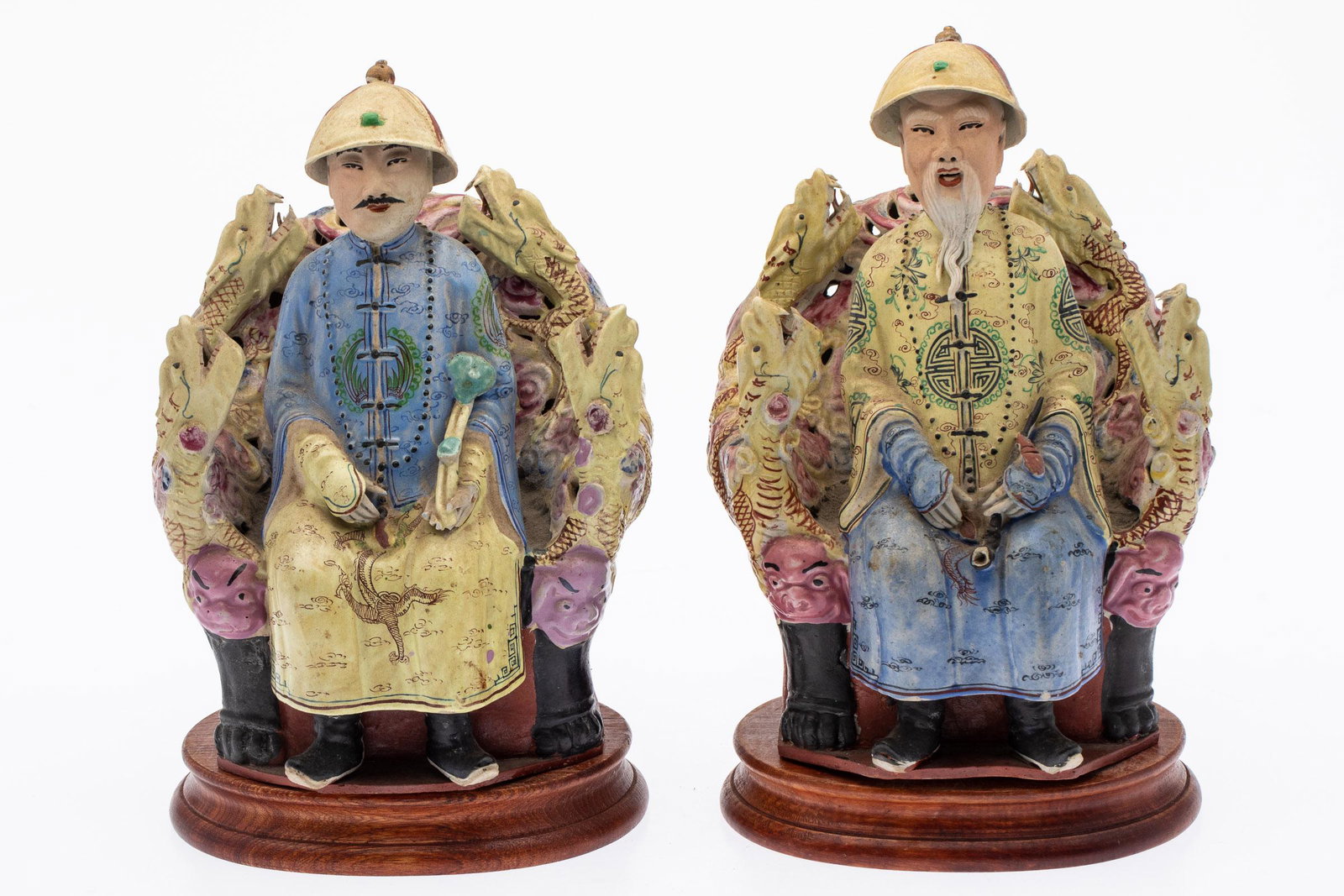 Pair of Chinese Ceramic Seated Figures, 20th Century (1 of 13)