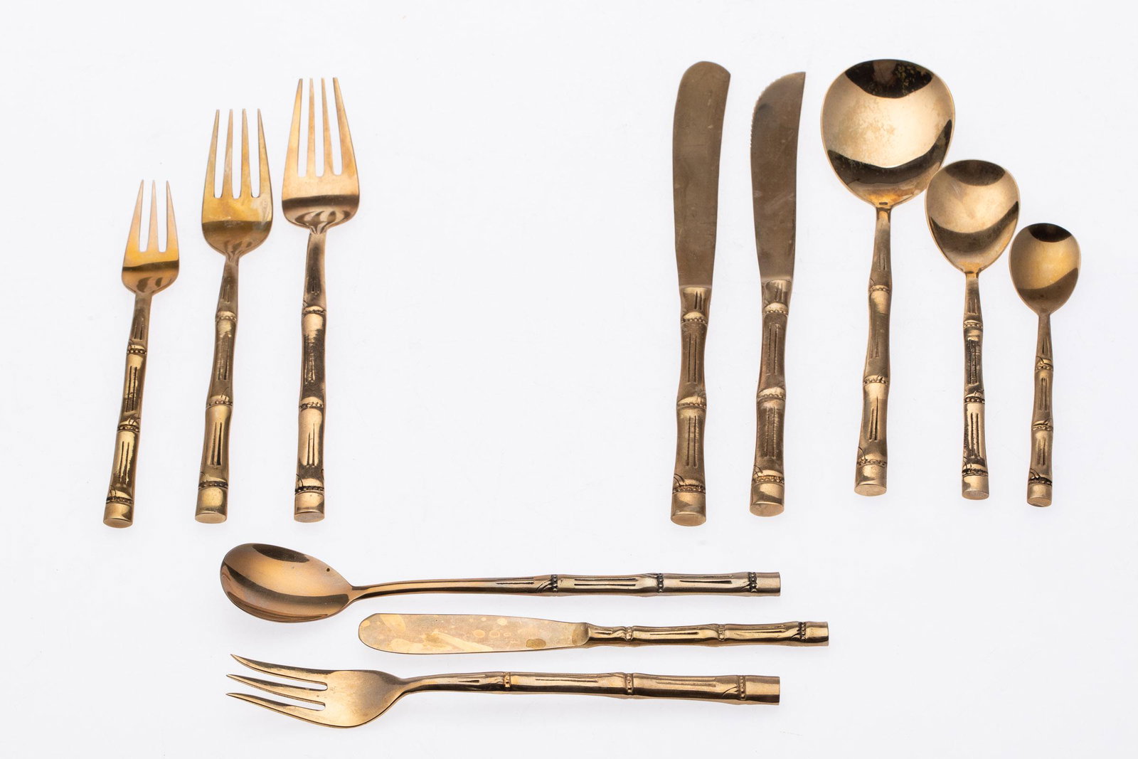 Thai Bamboo Style Brass Flatware Service (1 of 13)