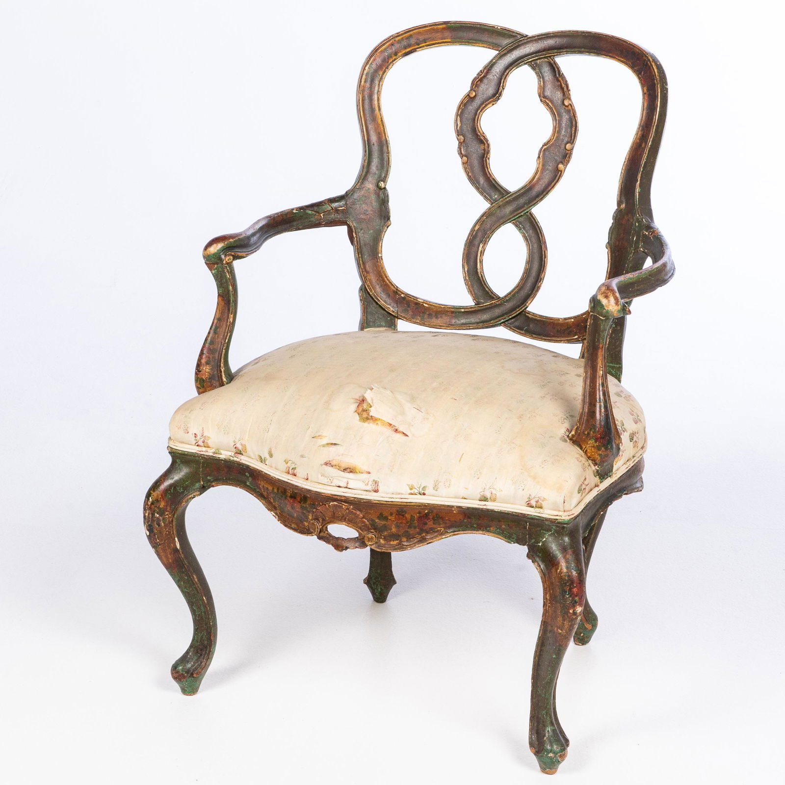 Italian Painted Open Armchair, 18th Century (1 of 18)