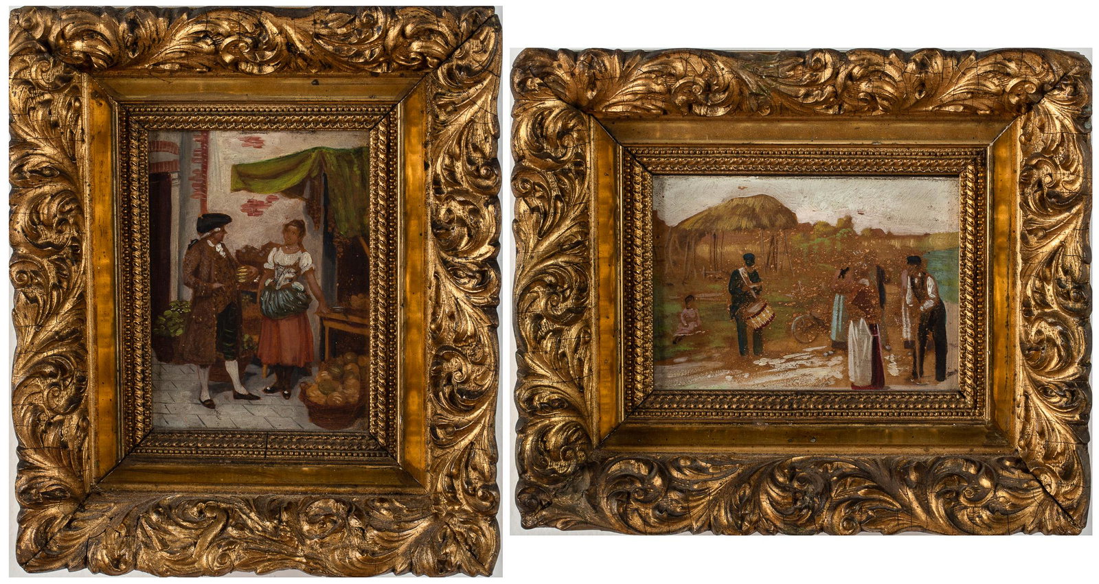 French School, Two Small Genre Scenes, Oil on Board (1 of 15)