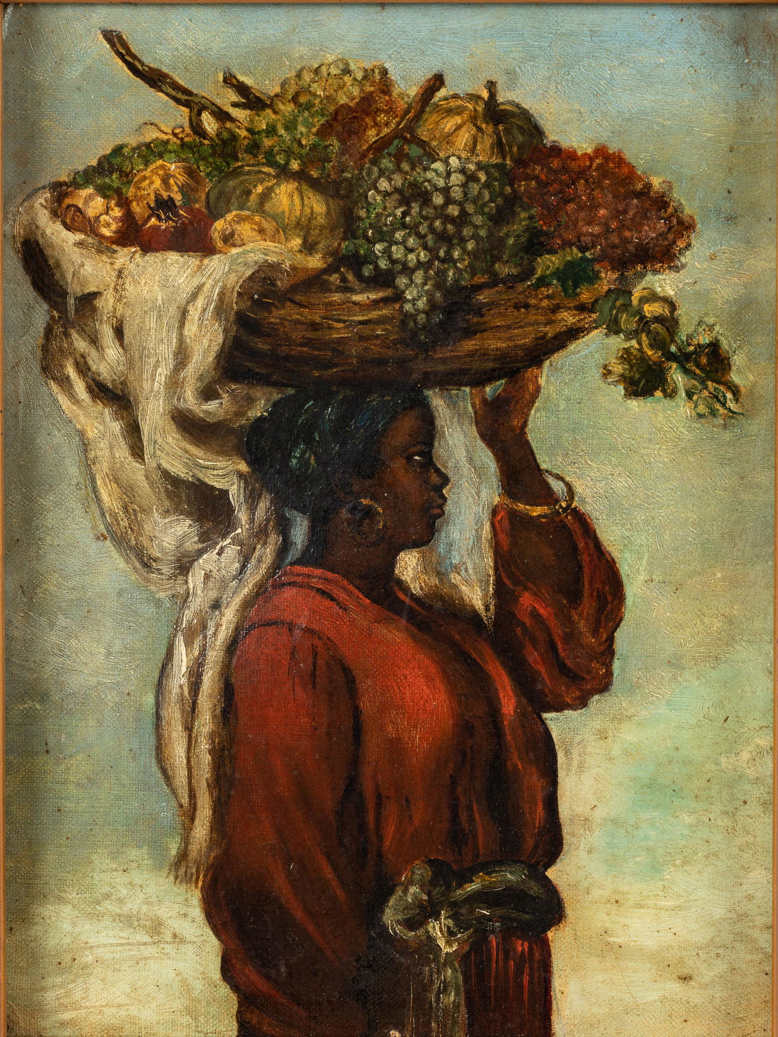 Unsigned, Woman Carrying Basket of Fruit, O/C (1 of 11)