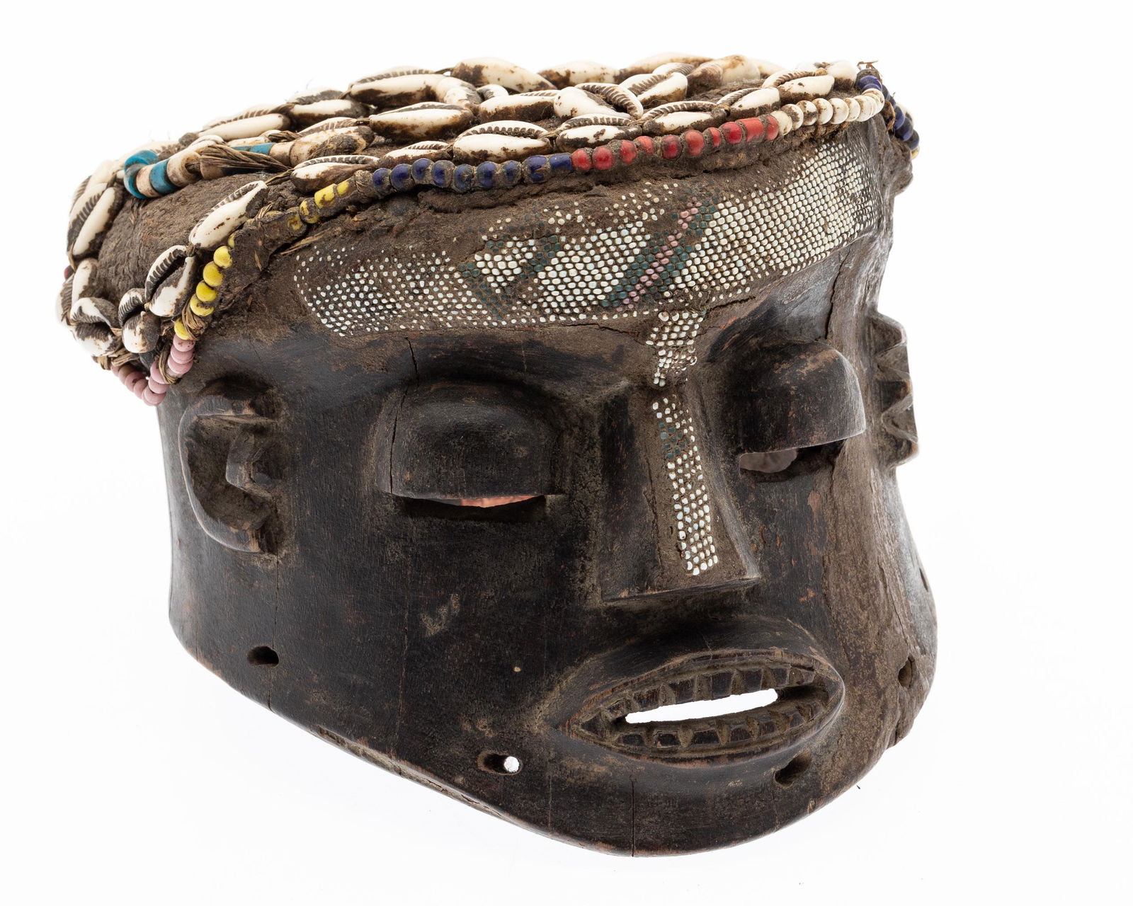 Carved Wood Mask with Shells, Yoruba, 1998 (1 of 11)