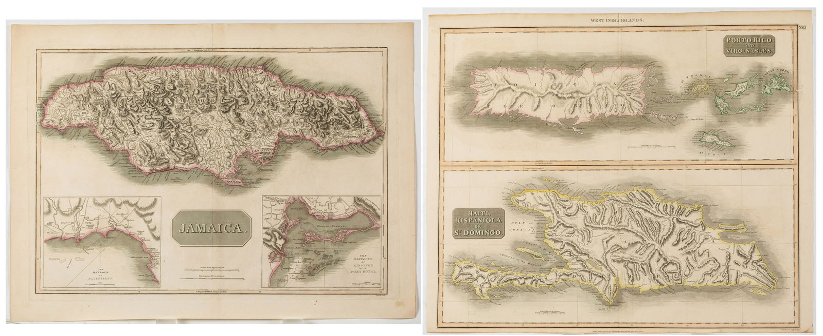 Two Colored Engravings of West India Islands, 1815 (1 of 19)