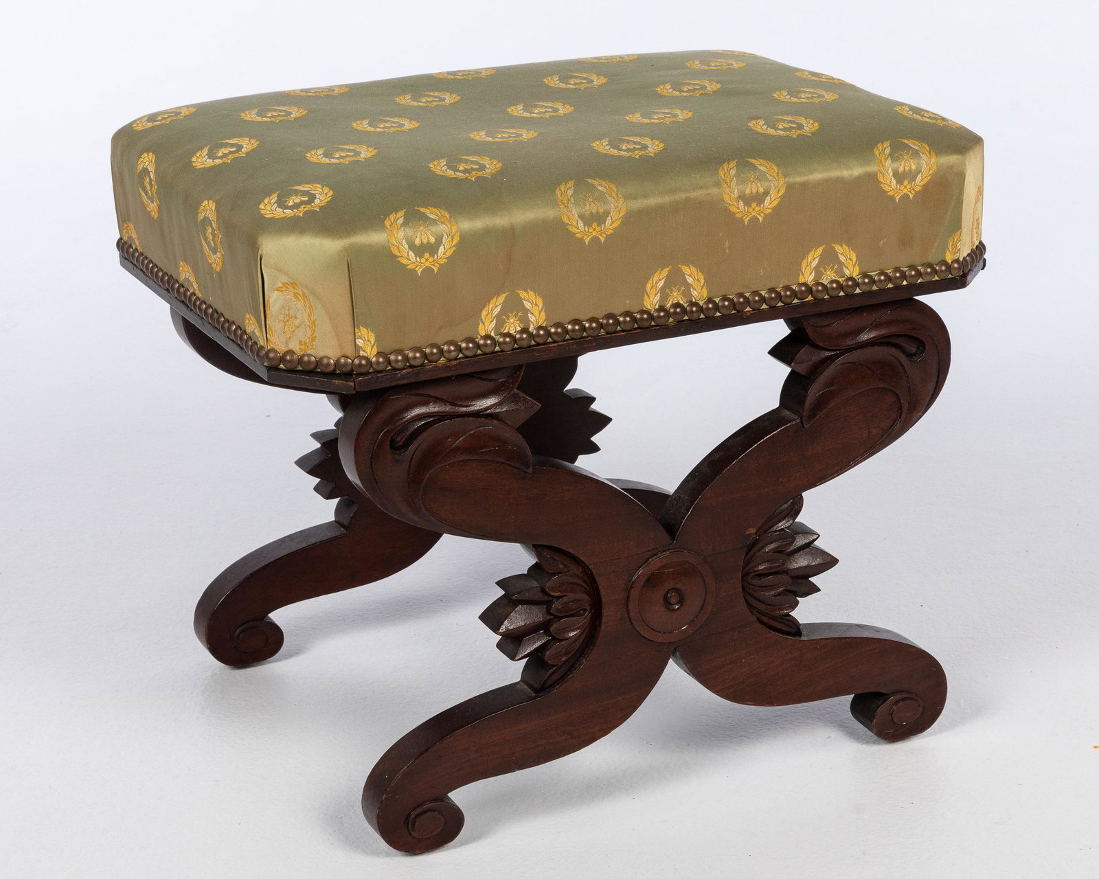 American Cerule Form Mahogany Stool, 19th C (1 of 10)