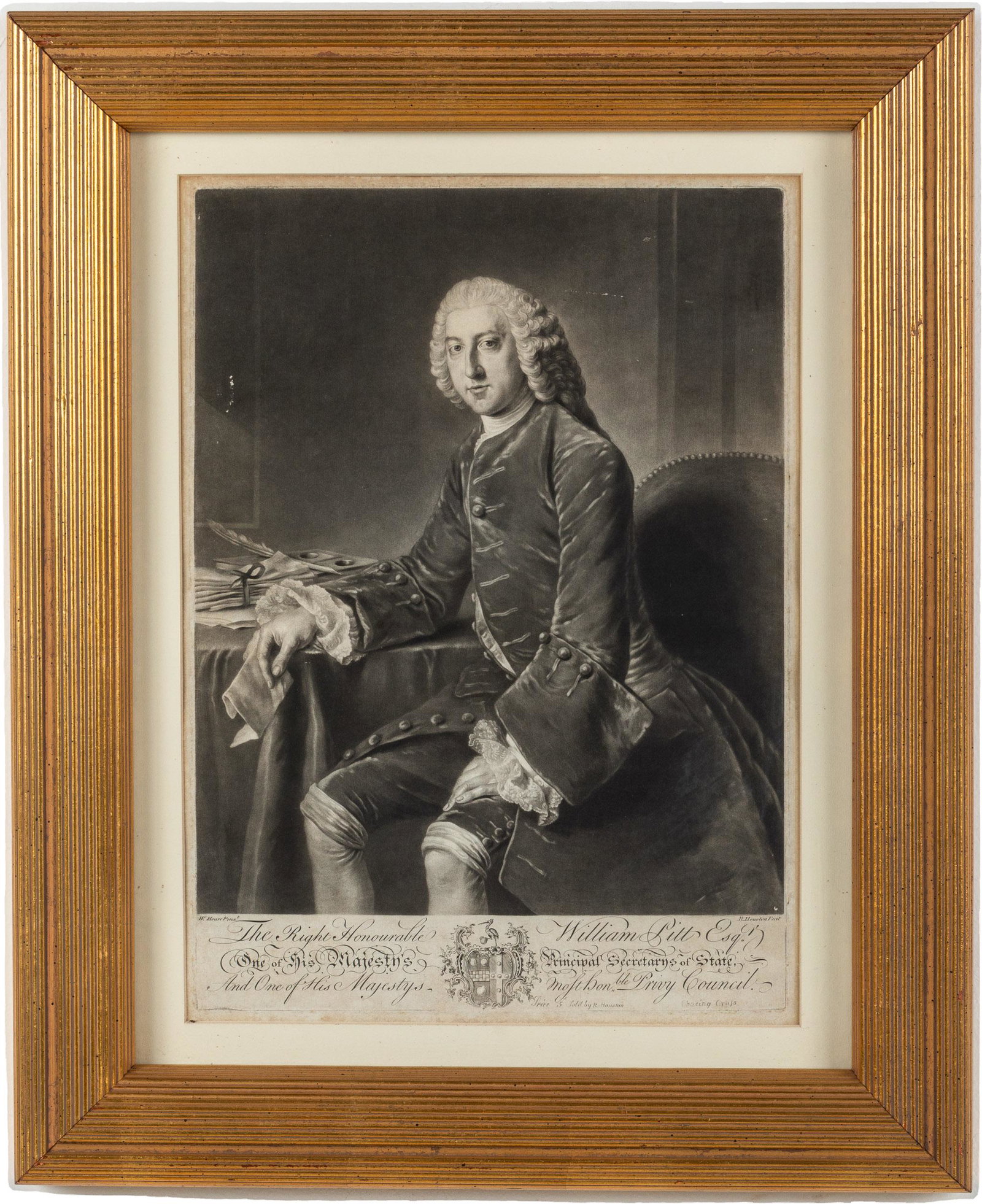R Houston, William Pitt Esq, Sec of State, Engraving: Property from the Collection of John and Virginia Duncan, Savannah, GA Description: Engraving of William Pitt Esq., Secretary of State, by R. Houston, engraving depicting William Pitt Esquire, who