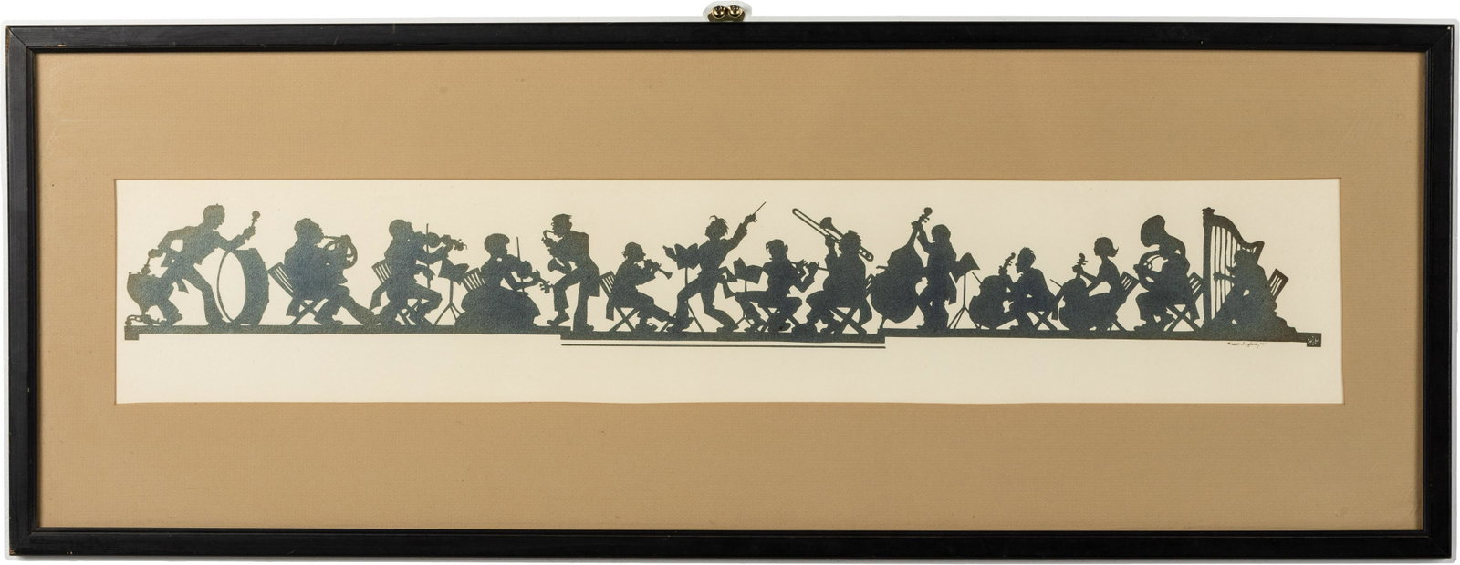 Helen Hatch Inglesby, Orchestra, Silhouette, 1957: Property from the Collection of John and Virginia Duncan, Savannah, GA Description: Helen Hatch Inglesby (Savannah, 1914-1999), Orchestra, Silhouette, 1957, initial signed in silhouette, and penci