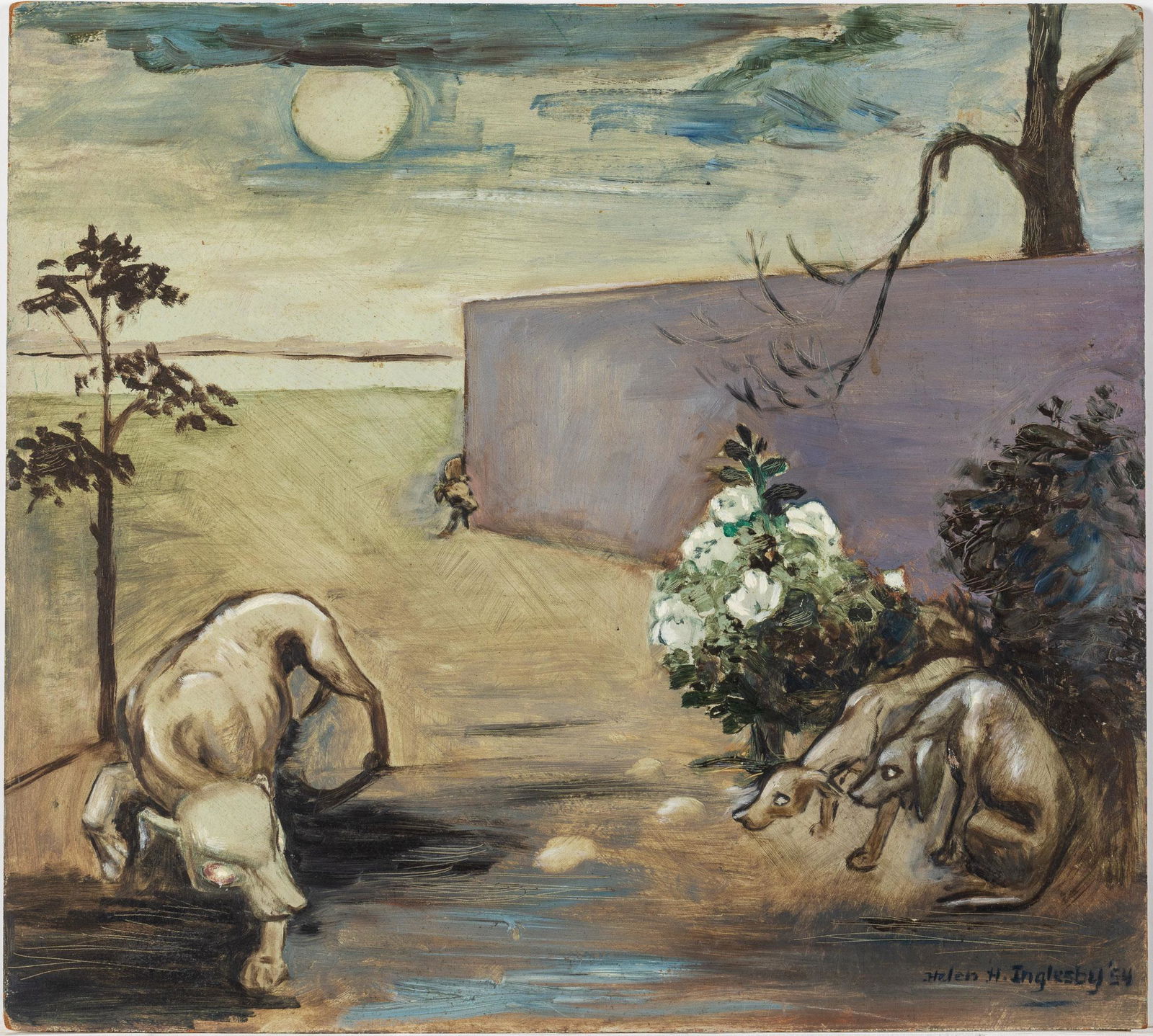 Helen Hatch Inglesby, 3 White Dogs, O/B, 1954 (1 of 12)