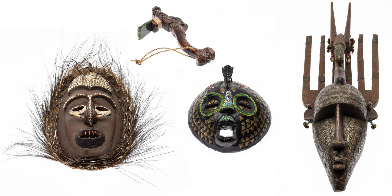 Maori Mask & Ceremonial Ax & 2 Other Masks, 20th C (1 of 20)