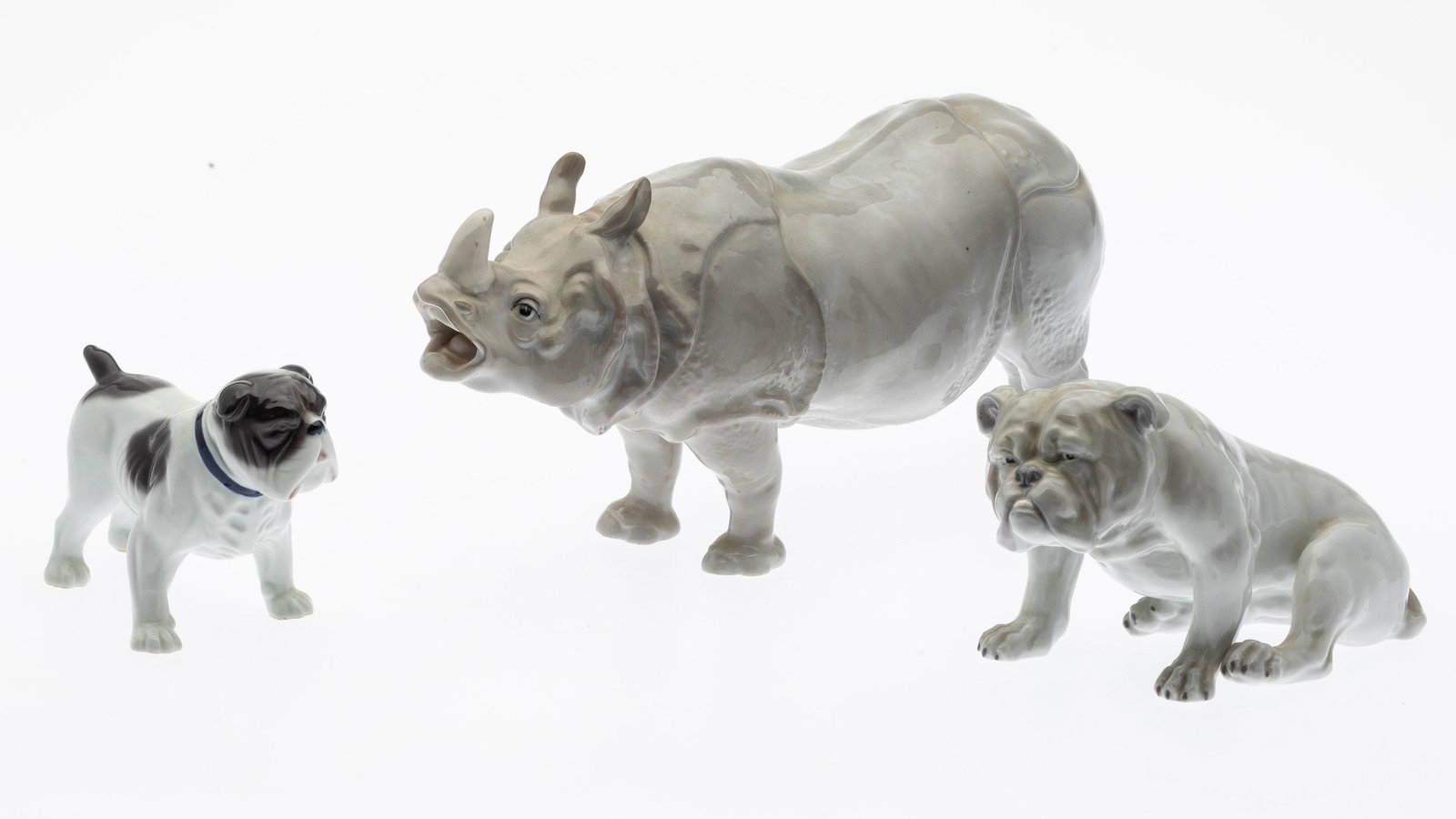 Two Porcelain Bull Dogs and a Rhino (1 of 10)