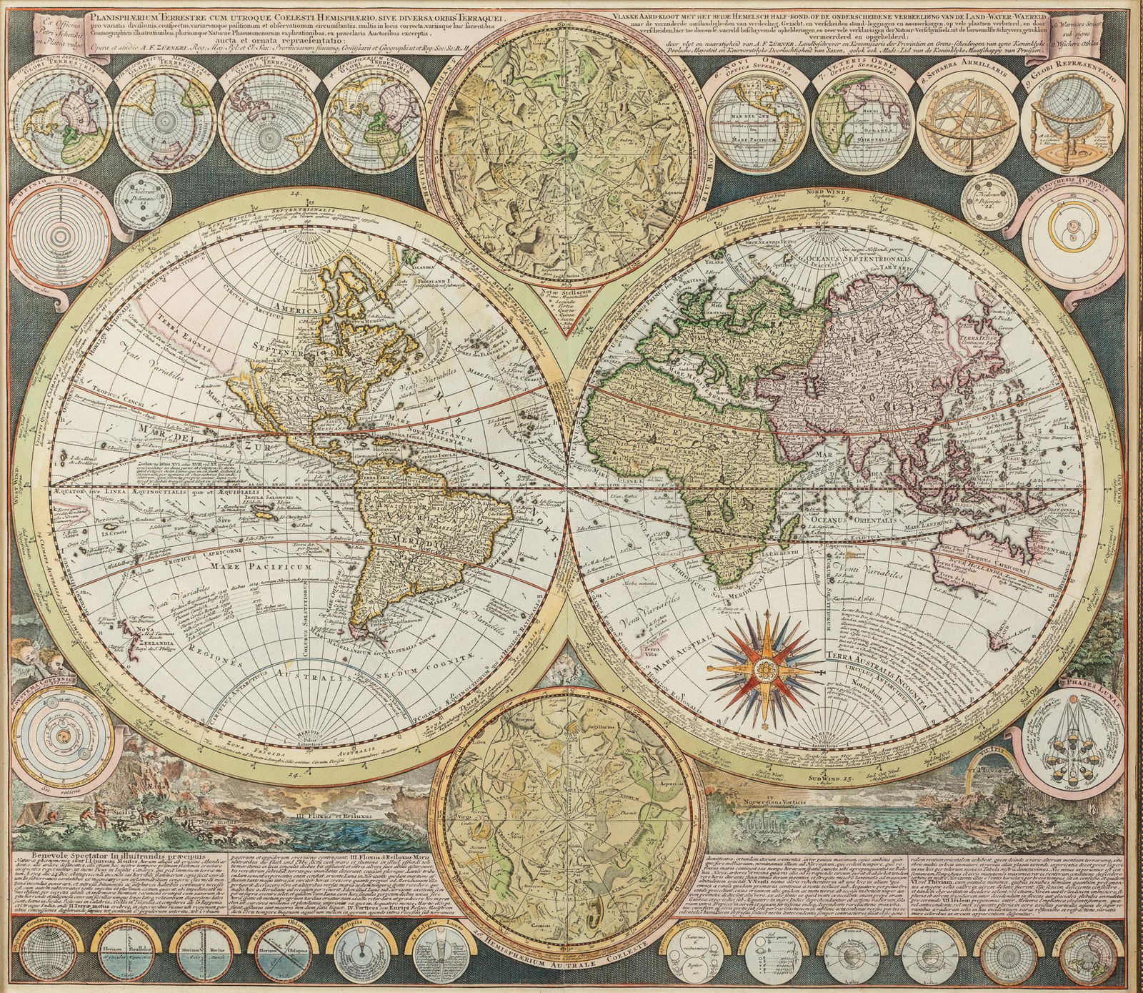 Adam Friedrich (1679-1742) Double Hemisphere Map (1 of 17)