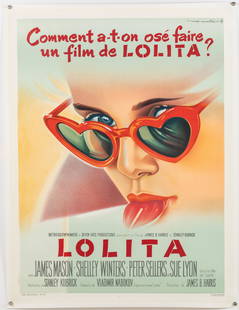 Roger Soubie, Vintage French Lolita Poster, c. 1962: Property from a Private Collection Hilton Head Island, SC  Description:  Roger Soubie, Metro-Goldwyn-Mayer, Vintage French Lolita Movie Poster, signed top right, printed 'Visa Ministreriel No. 516,