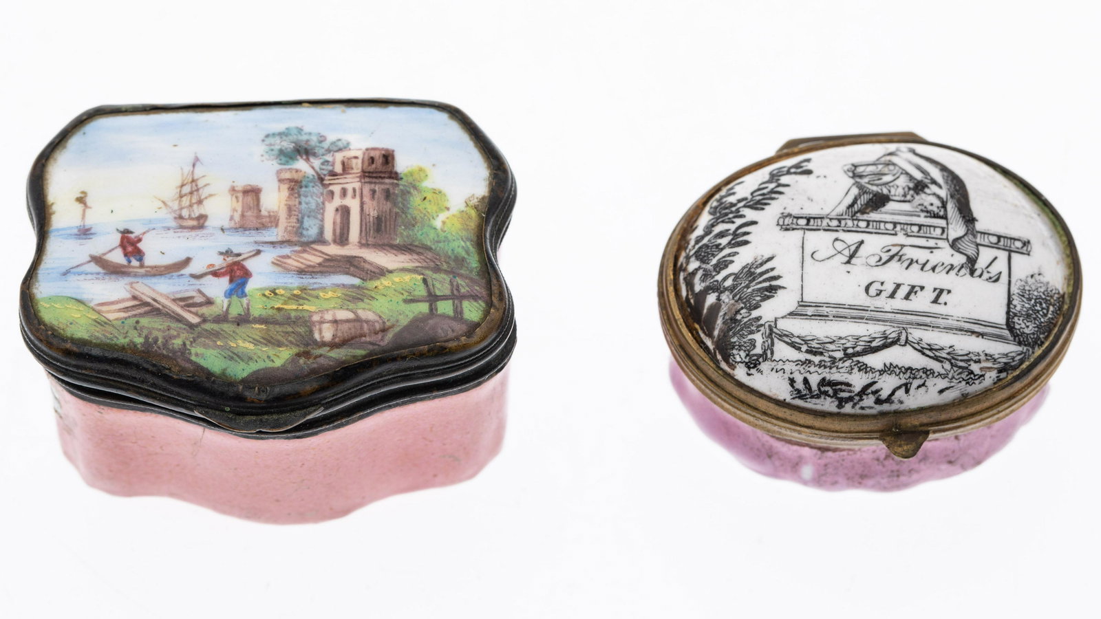 2 English Enamel Patch Boxes, 18th C (1 of 7)