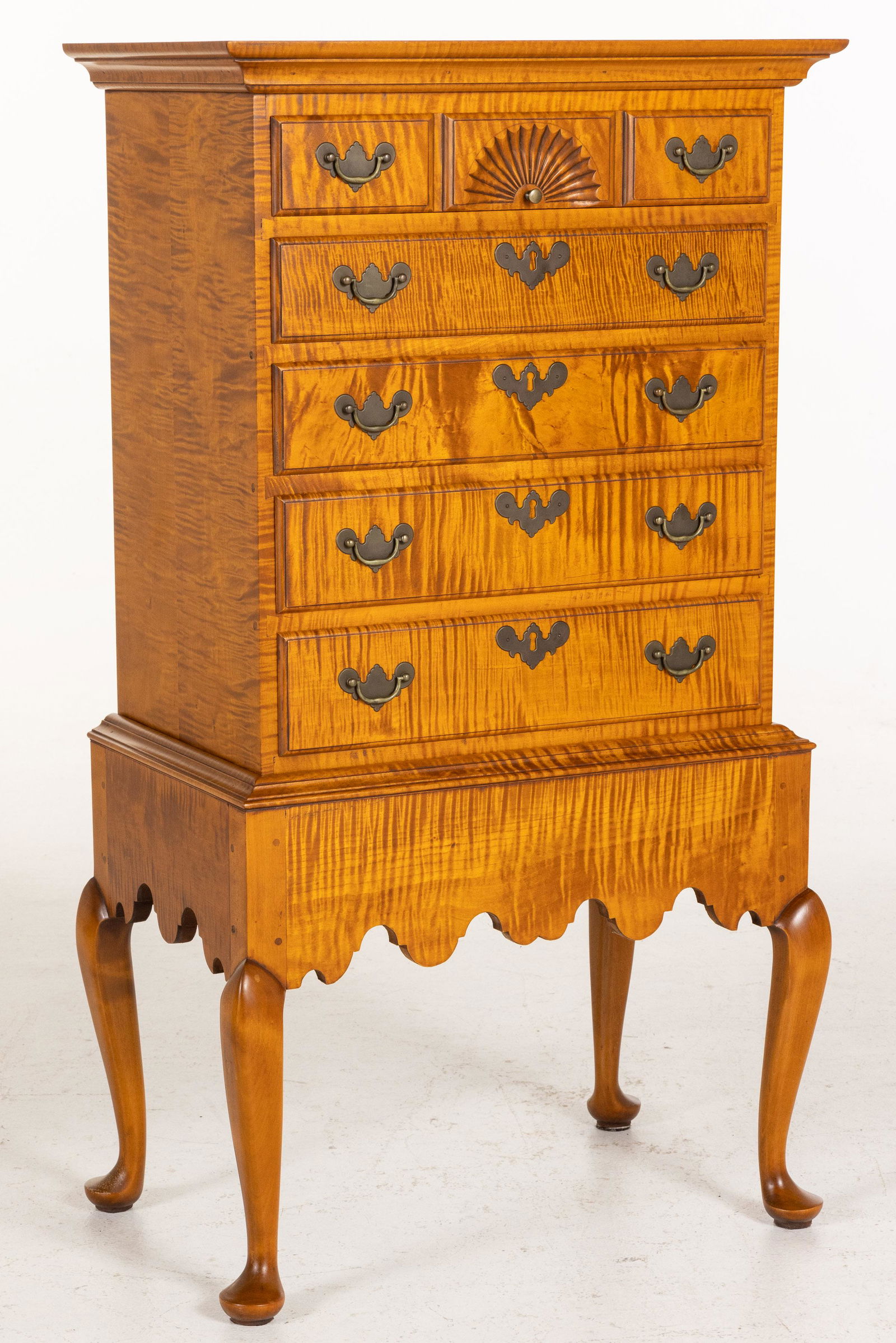 Eldred Wheeler Diminutive Tiger Maple Chest on Stand (1 of 10)