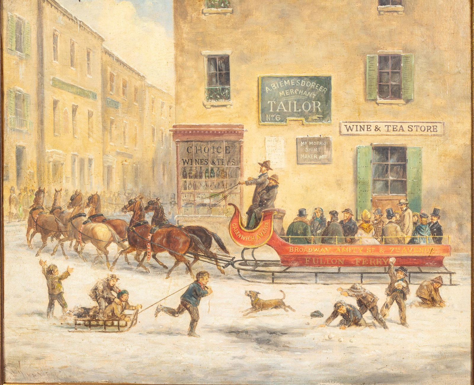 American School, NYC Snow Scene , O/C, 19th C (1 of 19)
