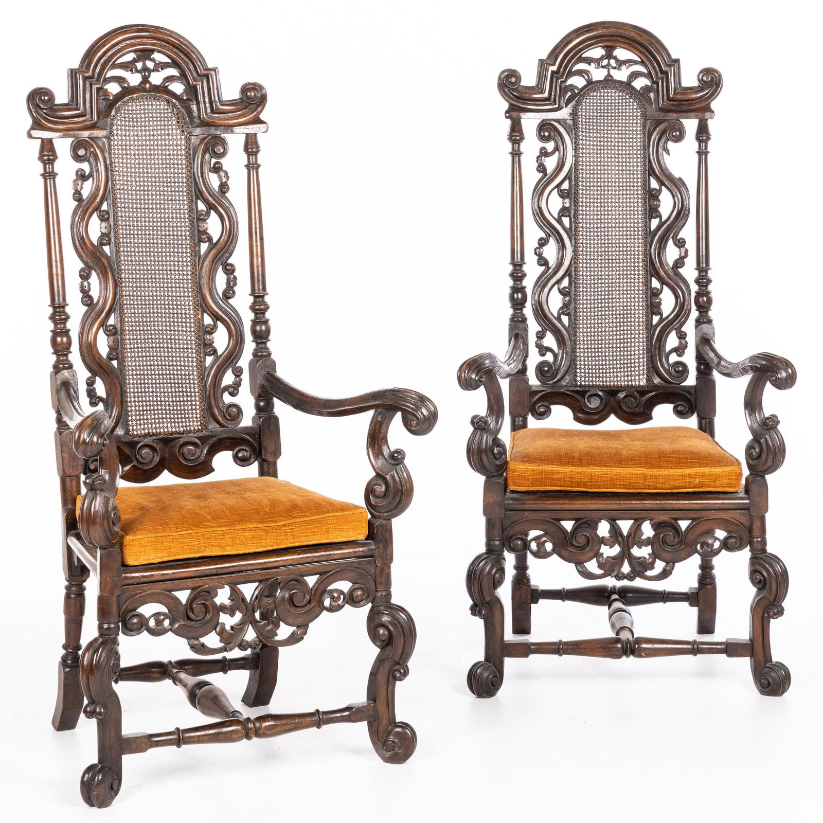 Pair of Renaissance Revival Walnut Armchairs, 19th C (1 of 16)