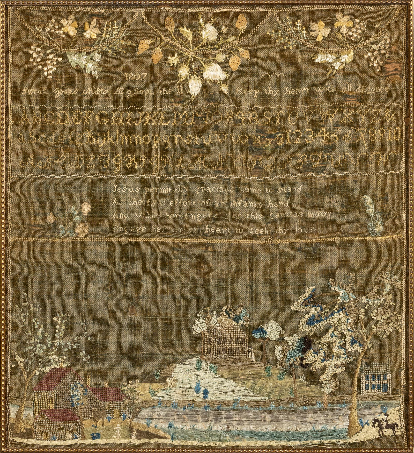 American or English Sampler Dated 1807 (1 of 14)